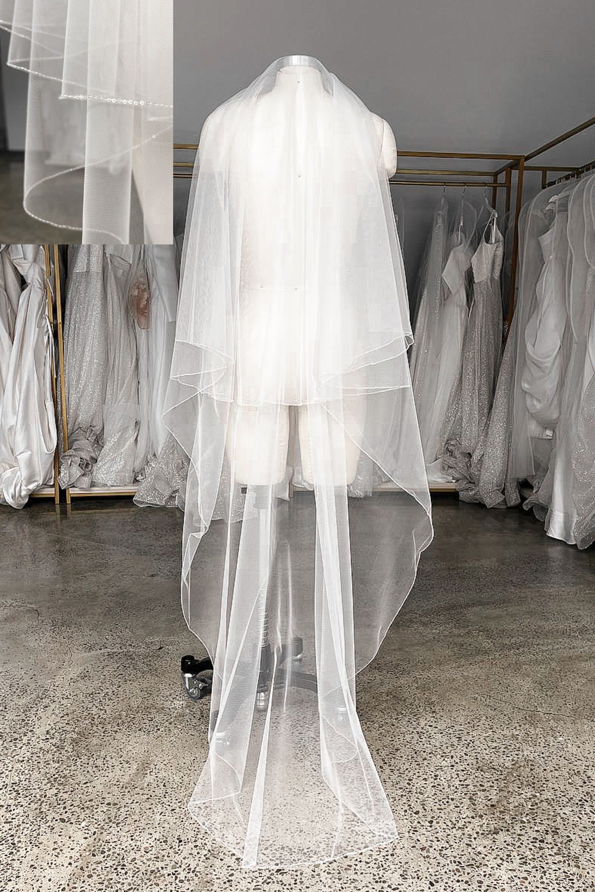 Elegant Wedding Veil OB H15 with Sparkling Sequins Edge - Perfect for Bridal Ceremonies, Photos & Special Occasions