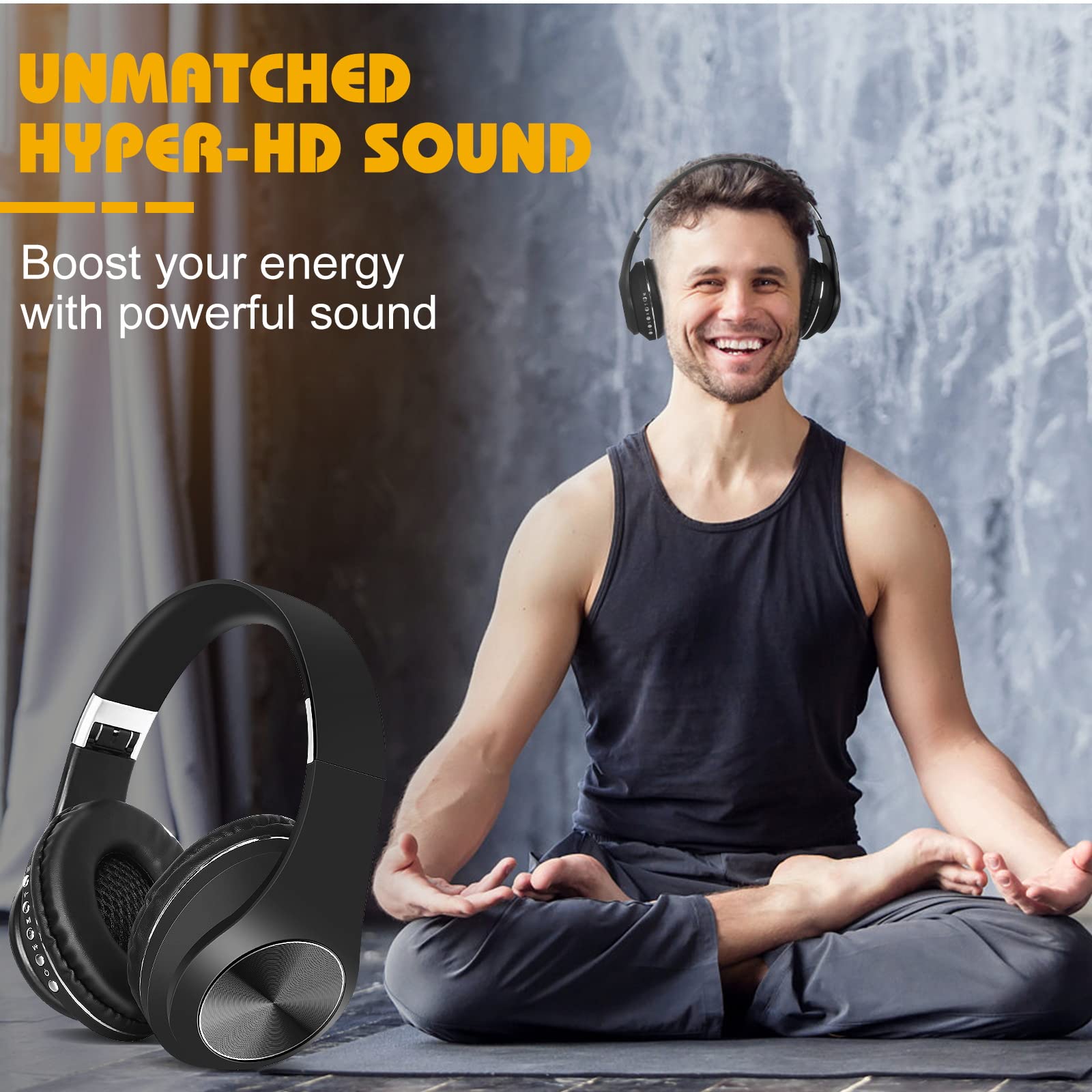 UrbanX UX991 Wireless Bluetooth Over-Ear Headphones with Mic - Hi-Res Audio, Deep Bass, Superior Comfort for Motorola One (P30 Play) | Perfect for Gym, Commuting & Phone Calls