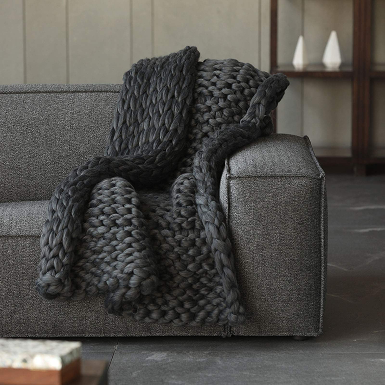 RPFF Chunky Knit Throw Blanket - Ultra Soft & Lightweight Woven Blanket for Bed, Couch, Sofa - Cozy Home Decor & Travel Companion - Perfect for Lounging, Netflix Nights & Winter Snuggles