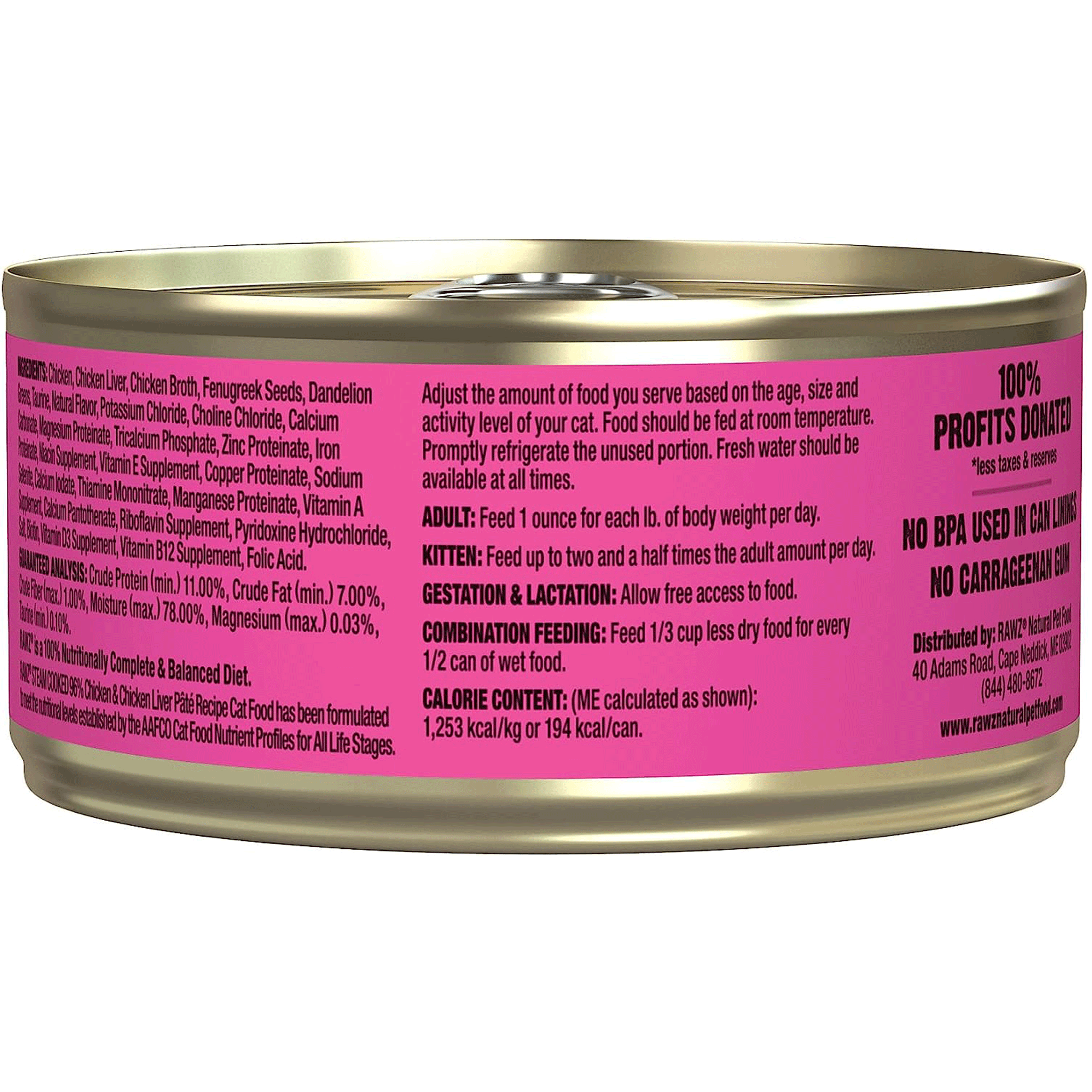 Rawz 96% Chicken & Chicken Liver Pate Grain-Free Wet Cat Food - High Protein, Natural Ingredients for Indoor & Outdoor Cats - Perfect for Picky Eaters & Mealtime Enrichment