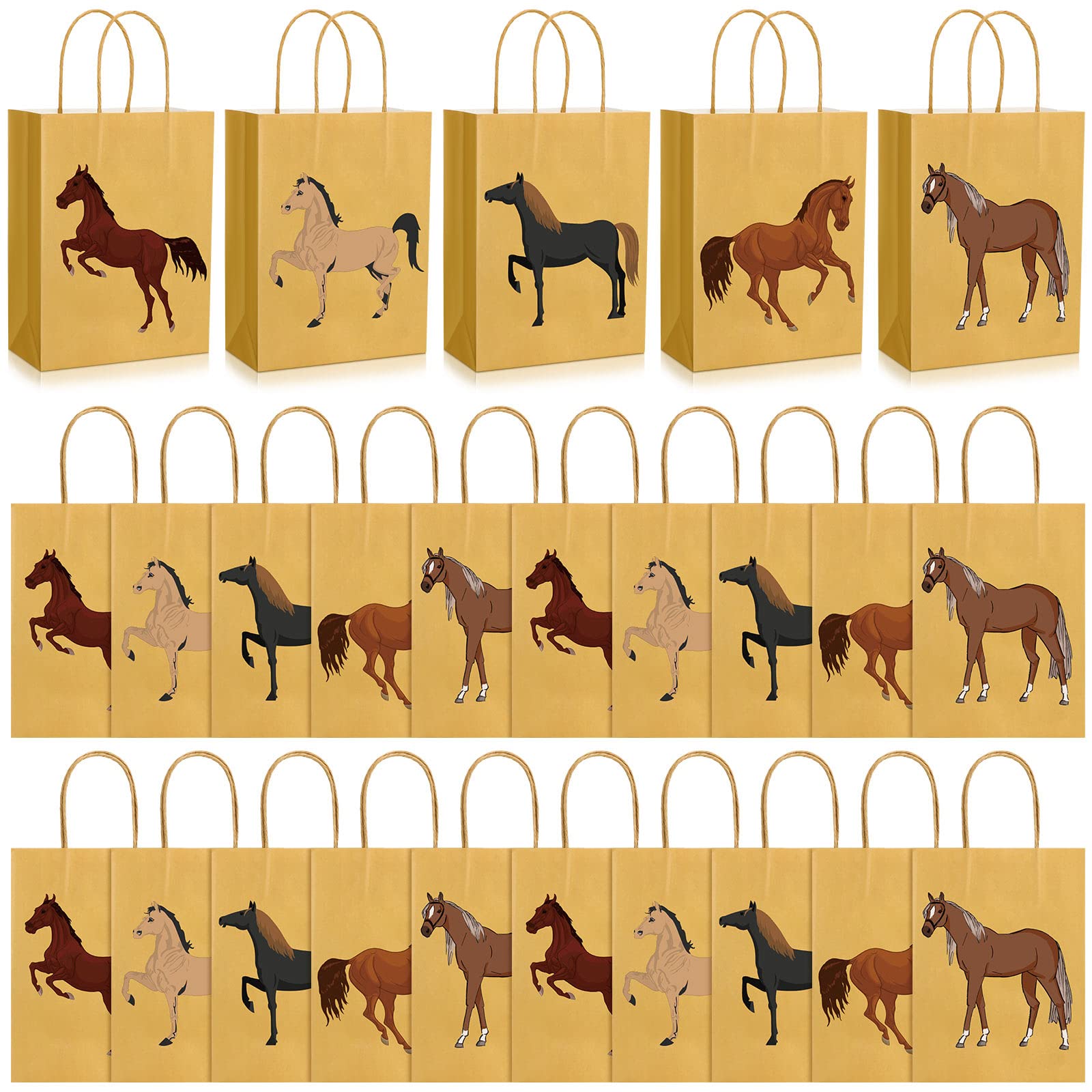 20 Pcs Horse Themed Party Favor Bags with Handles - Western Cowgirl Cowboy Birthday Party Supplies, Horse Racing Event Treat Bags for Candy & Goodies | Perfect for Birthday Parties, Baby Showers & Equestrian Events