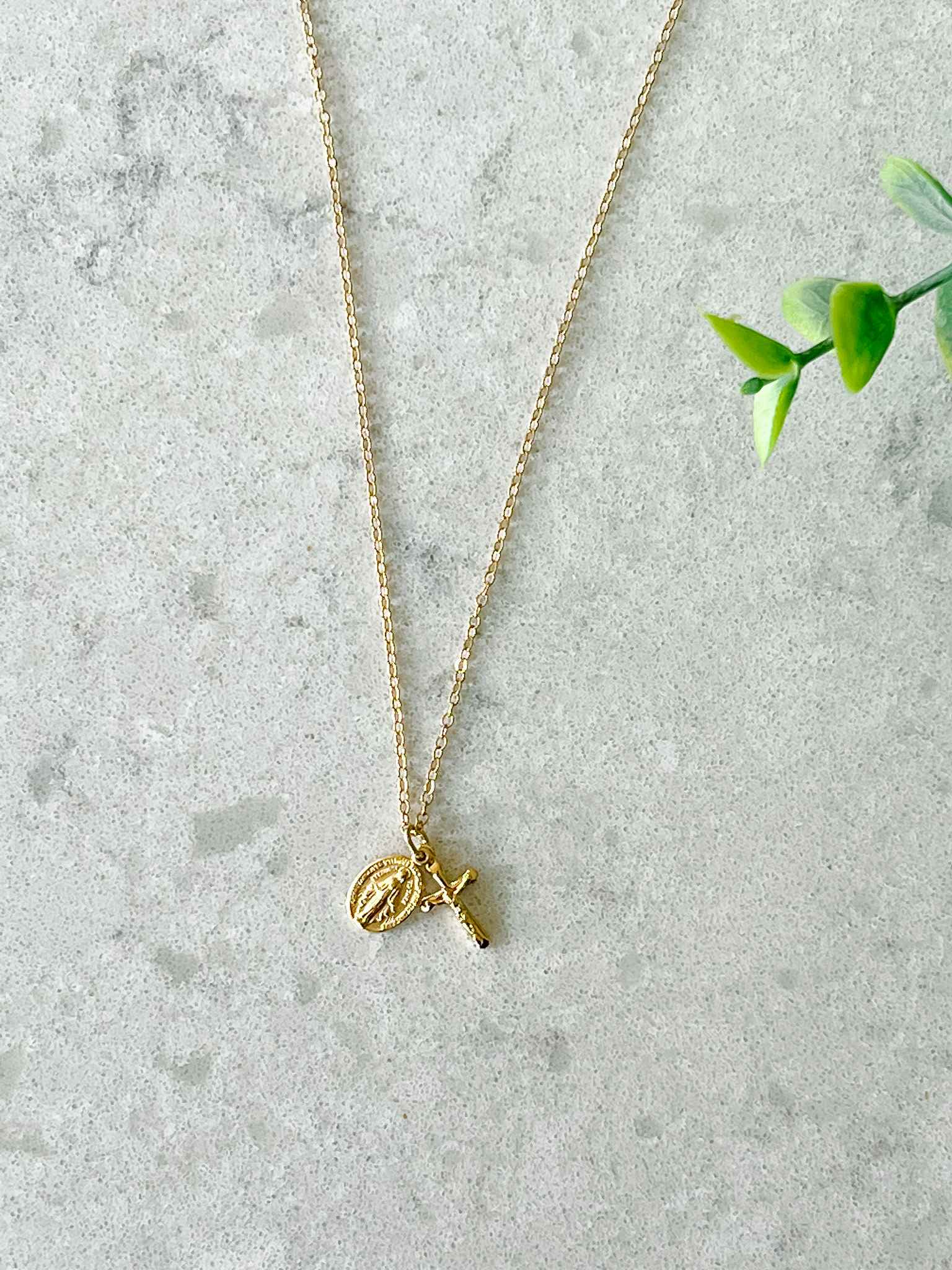 Petite Miraculous Medal & Crucifix Necklace - Religious Jewelry for Women - Perfect for Baptism, First Communion & Daily Faith Inspiration