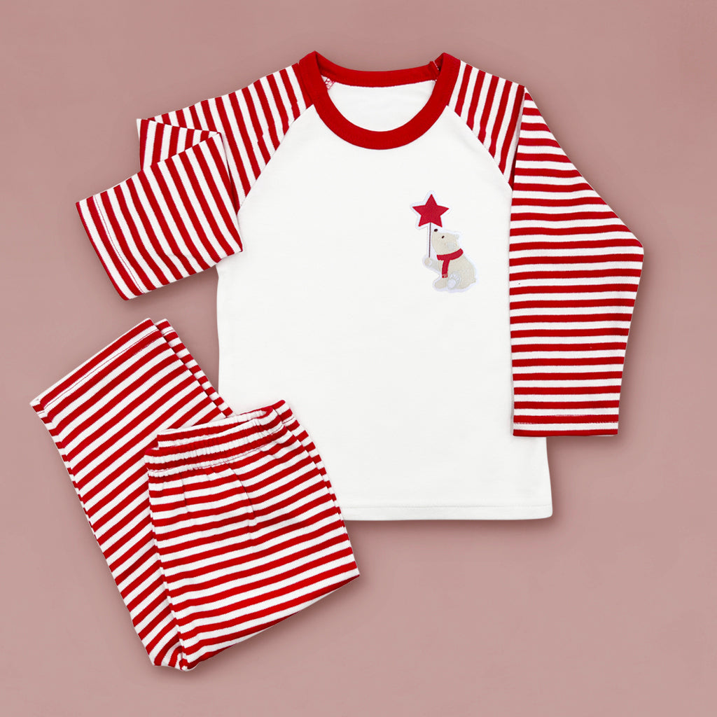 Christmas Baby Pajamas - Red & White Striped Sleepwear for 6-12 Months | Cozy Holiday Outfit for Infants & Toddlers