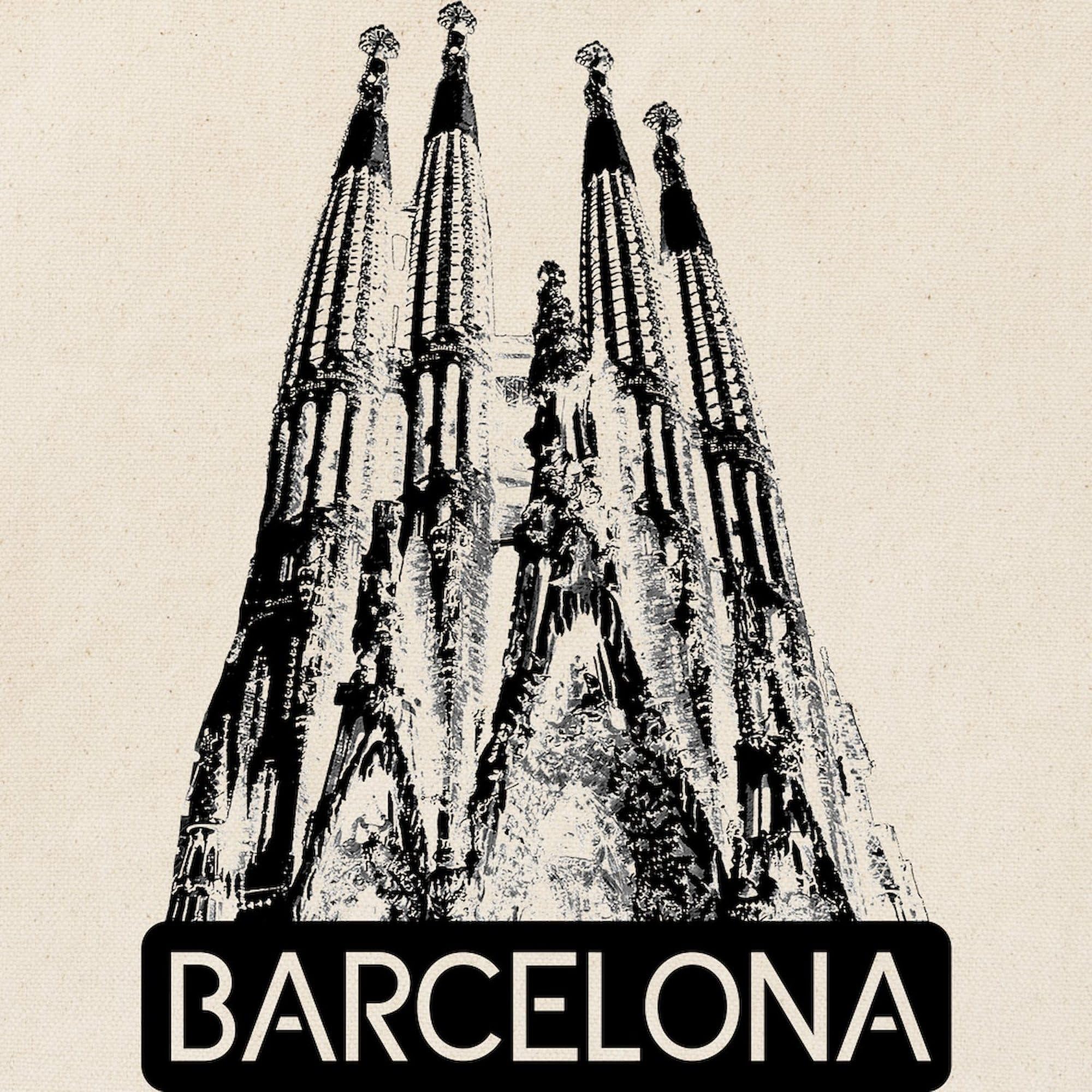 Barcelona Sagrada Familia Canvas Tote Bag - Reusable Natural Shopping Bag for Groceries, Beach & Travel | Eco-Friendly Gift Idea