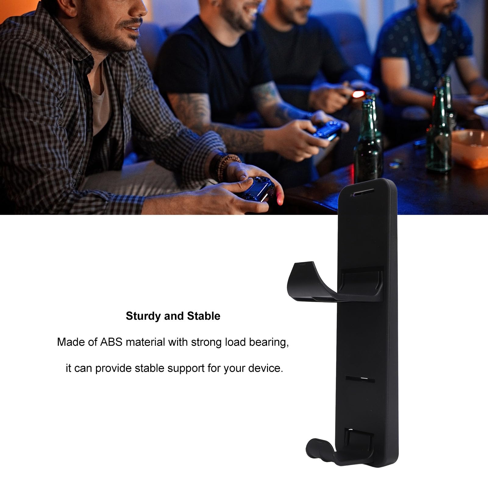 KKPLZZ Space Saving Gaming Controller & Headset Stand - Strong Load Bearing Holder for PS5, Xbox One (Black) | Perfect for Organized Gaming Setup & Small Spaces