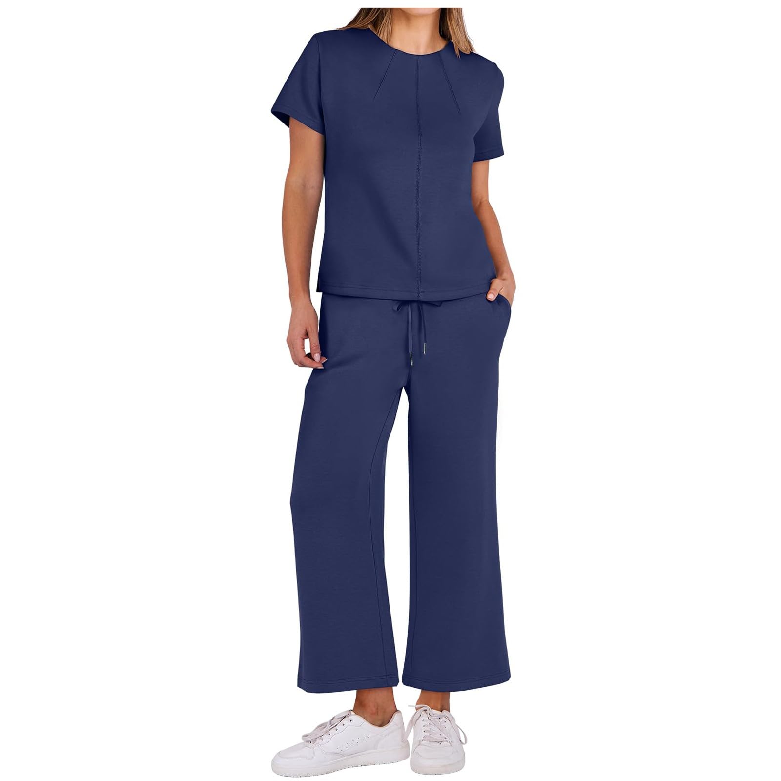 **Women's 2-Piece Summer Outfits 2024 - Sleeveless Wide Leg Tracksuit Set, Casual Lounge Sweatsuit for Women | Perfect for Gym, Yoga, Travel & Relaxation**