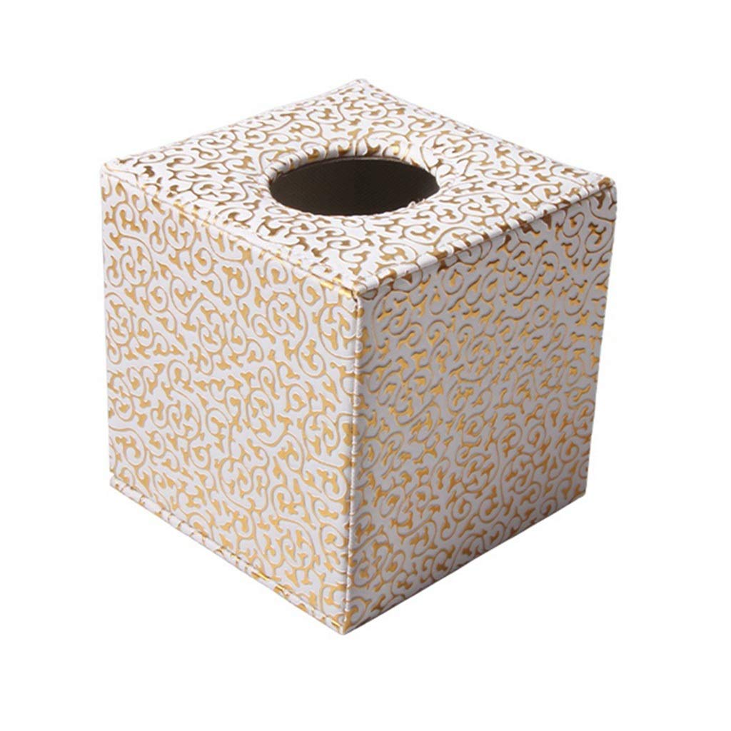 Premium PU Leather Square Tissue Box Cover - White Napkin Holder Organizer for Home & Office Decor | Stylish Tabletop Tissue Paper Case for Living Room, Bedroom, and Bathroom