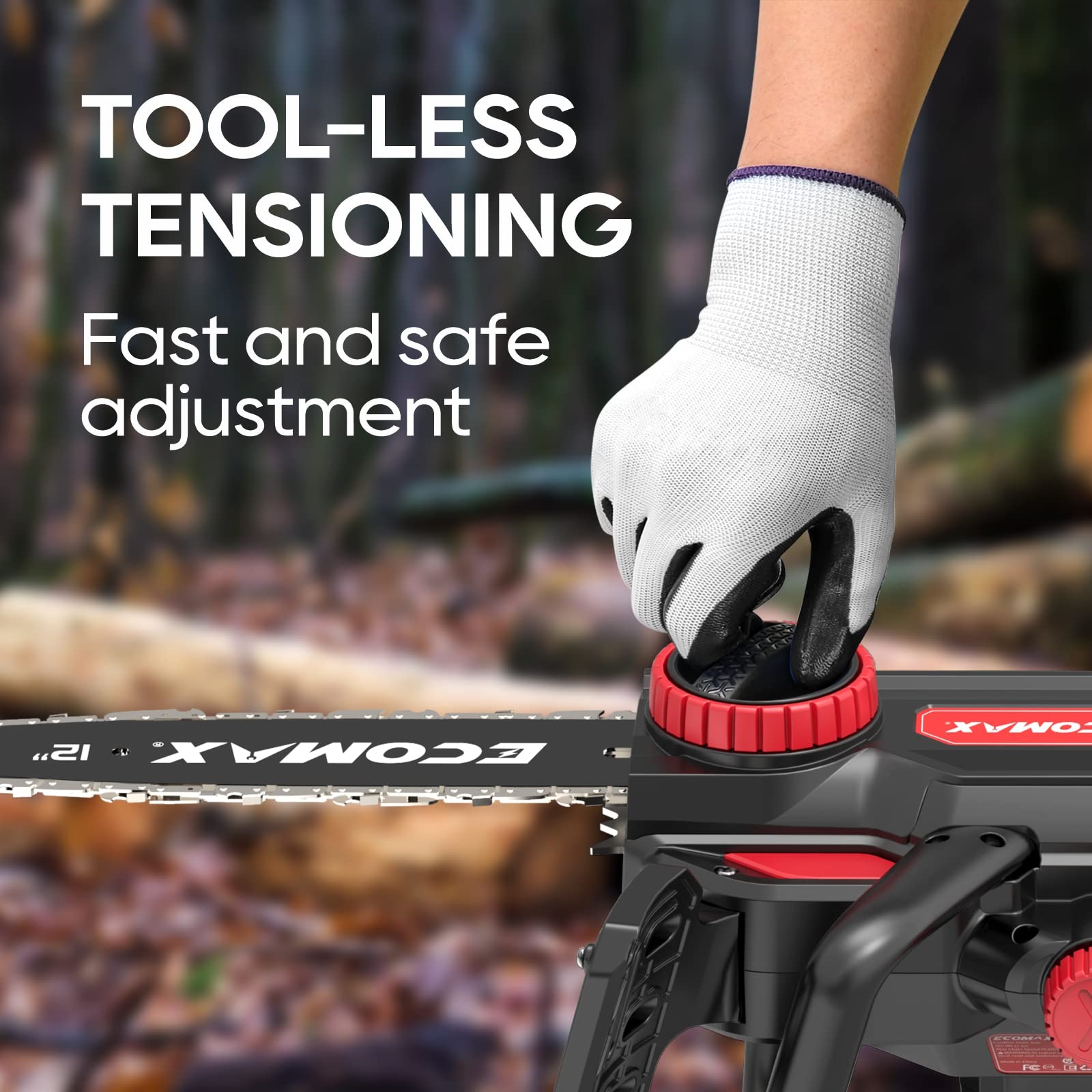 18V Cordless Electric Chainsaw 12-Inch with 4Ah Battery & Fast Charger - Powerful Double Safety Switch for Wood Cutting - Perfect for Farm, Backyard, Garden, Ranch & Tree Trimming (Model ELG05)