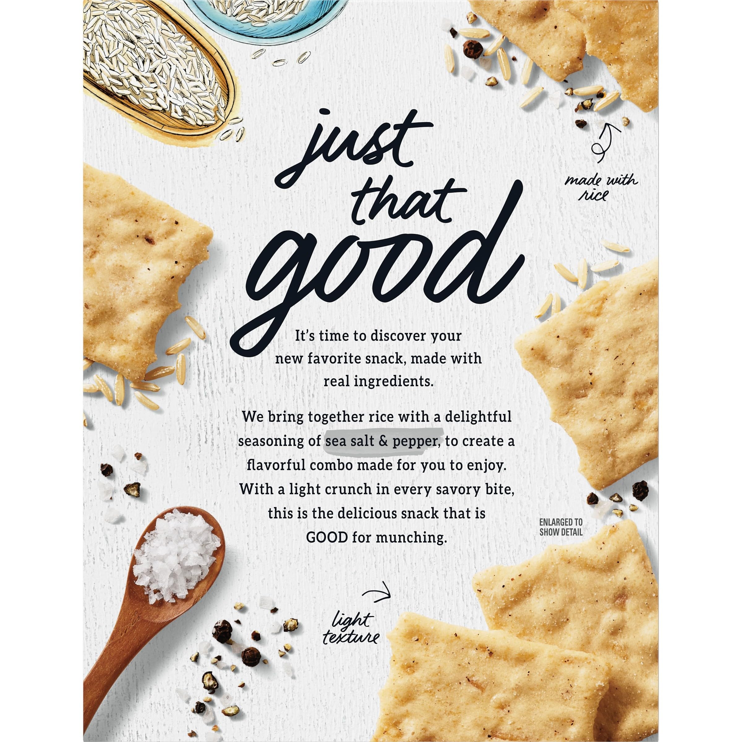 Gluten Free Sea Salt & Pepper Rice Snacks - Healthy Crackers for Adults & Kids, 3.5 oz - Perfect for Office Snacks, School Lunches & On-the-Go Travel