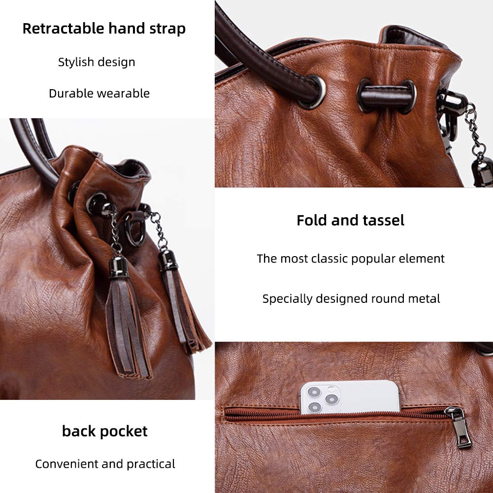 MINTEGRA Women's Hobo Shoulder Bag with Tassel - Large Capacity Top Handle Bucket Purse for Work, Travel & Everyday Use