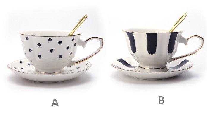 Elegant Ceramic Coffee Cups & British Tea Cups Set - Unique Porcelain Cup and Saucer with Creative Bone China Design - Perfect for Afternoon Tea, Coffee Break, and Gift Giving