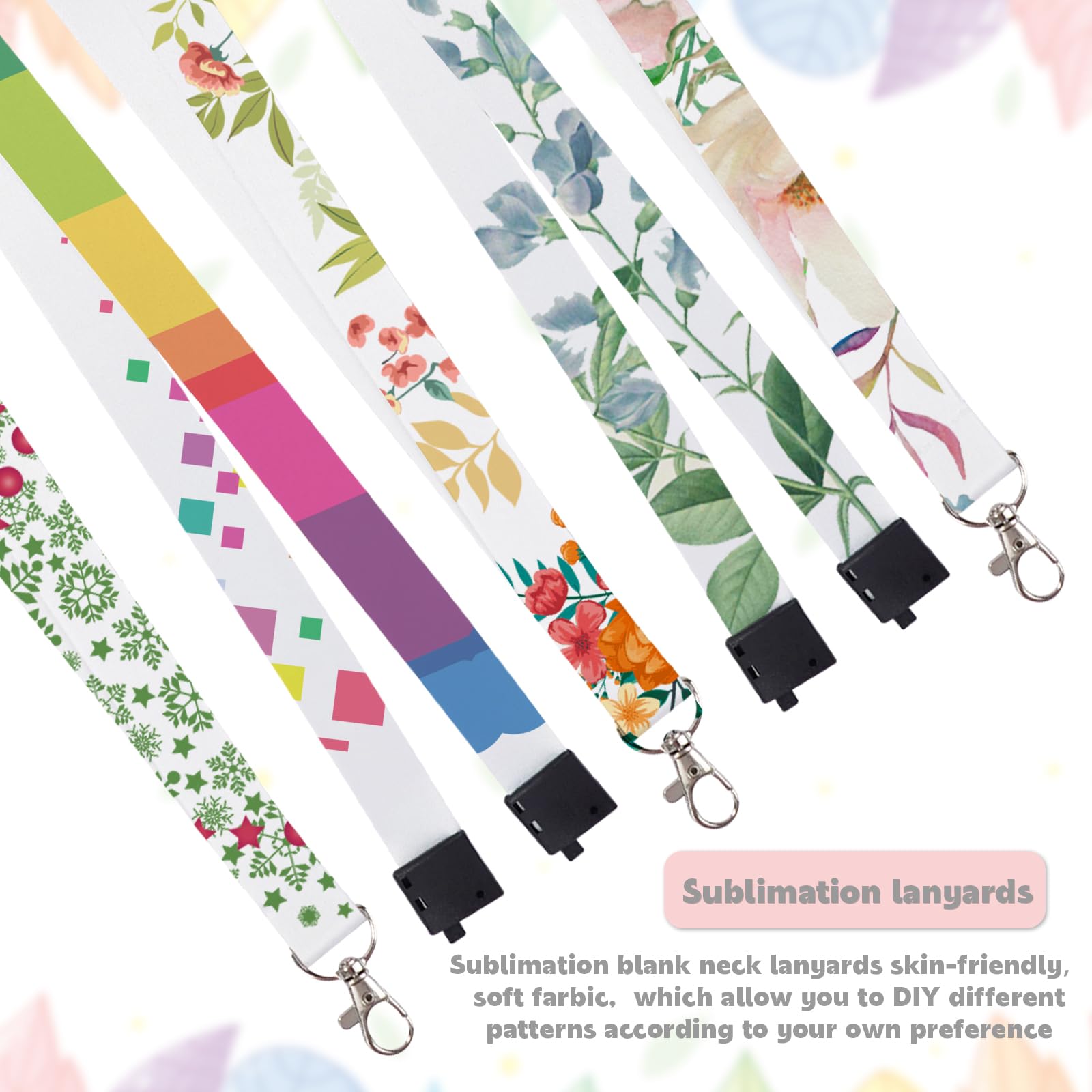 RYKOMO 15pcs White Sublimation Lanyards with Badge Holder - DIY Heat Transfer Lanyards for ID Cards & Keys