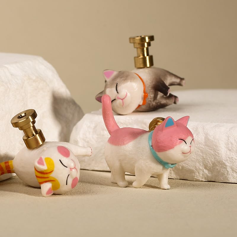Cute Cat Door Knobs 2-Pack - Brass Rotatable Handles for Wardrobe & Drawers