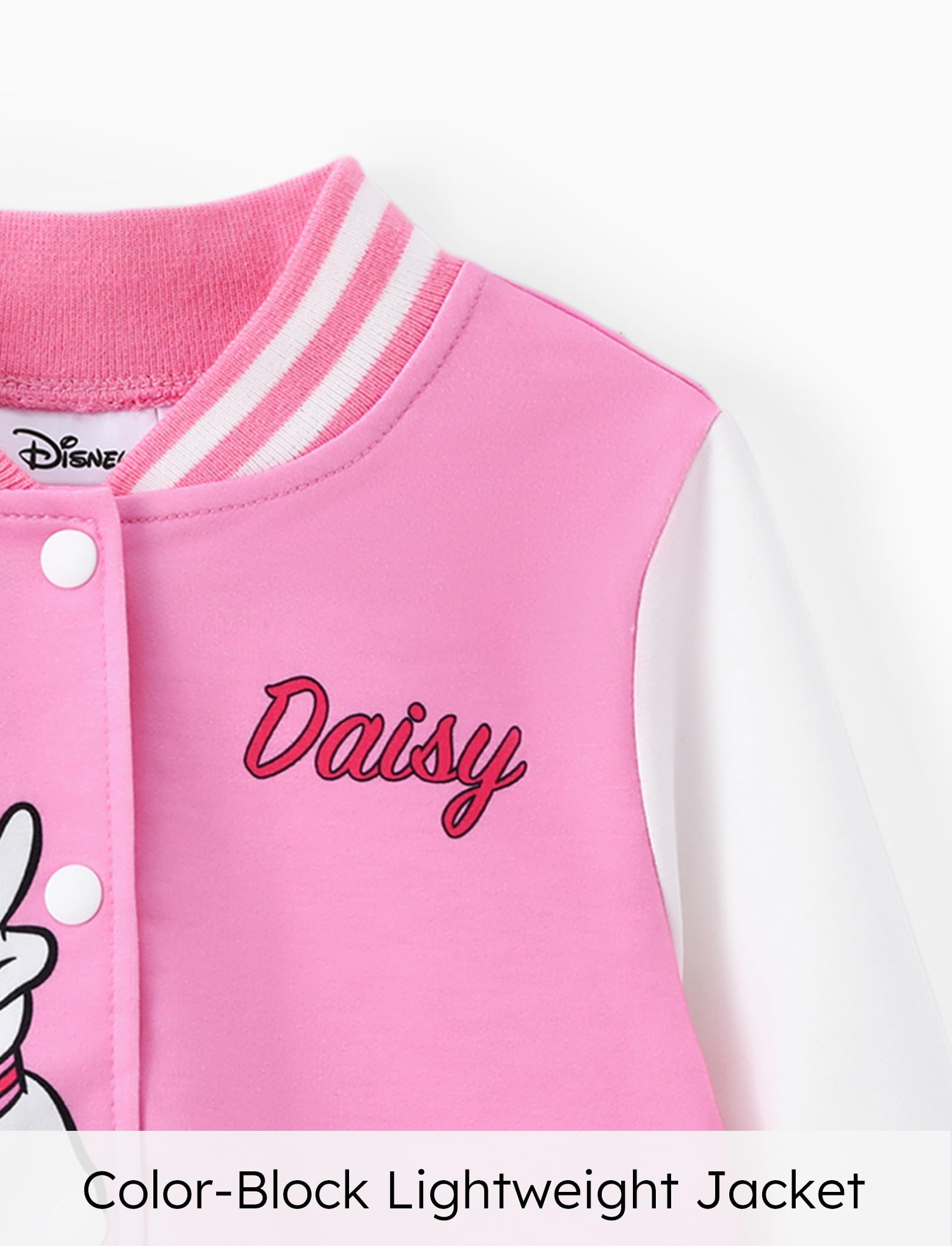 Disney Minnie Mouse & Mickey Mouse Stitch Kids Varsity Bomber Jacket - Lightweight Button-Up Sweatshirt for Toddler to Big Kids (2T-14) - Perfect for School, Playdates & Disney Theme Park Visits