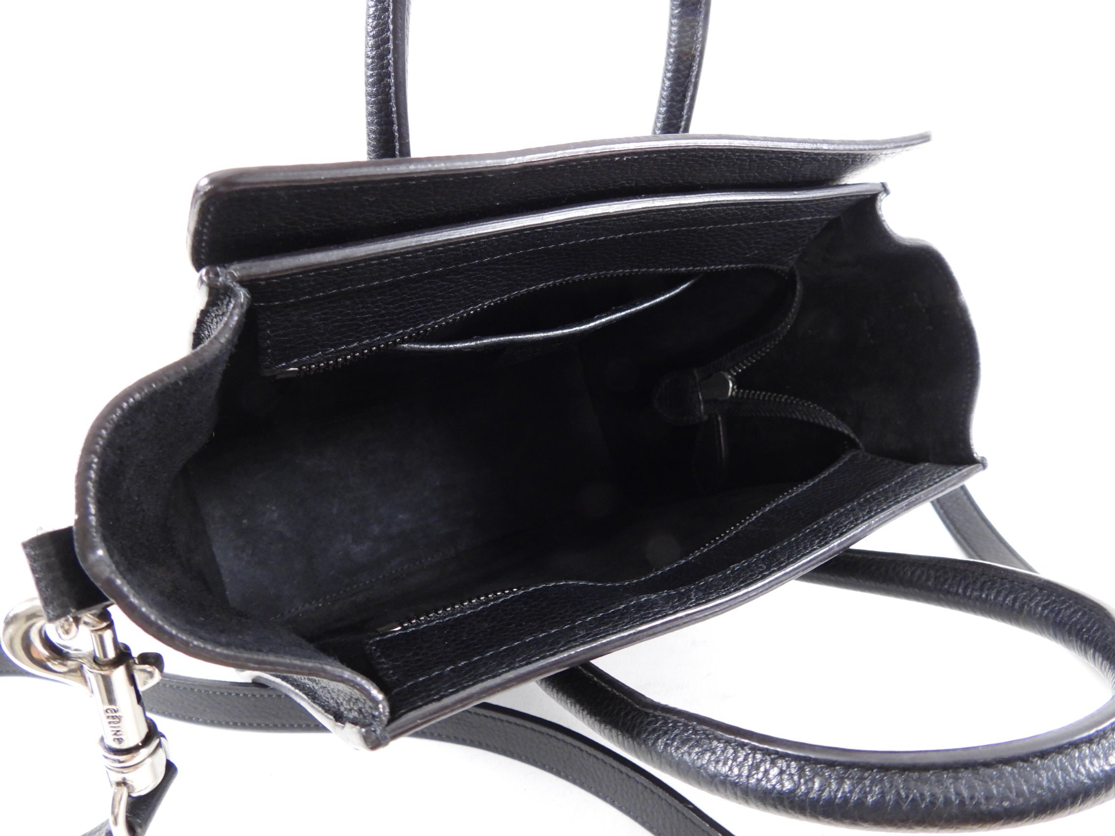 Céline Black Leather Nano Luggage Tote Crossbody Bag - Stylish Designer Handbag for Women, Perfect for Work, Travel & Everyday Use