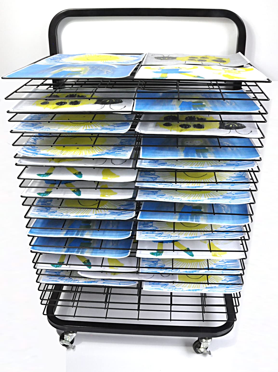 Mobile Metal Art Drying Rack with 25 Removable Shelves - Extra Large Art Storage Organizer for Kids, Studio & Craft Room - Perfect for Painting, Drawing & DIY Projects