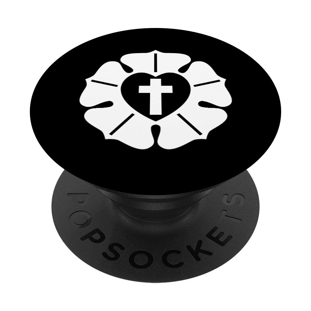 Lutheran Rose Cross PopSockets Swappable PopGrip - Religious Phone Grip for Lutheran Christians - Perfect for Bible Study, Church Services & Daily Devotion