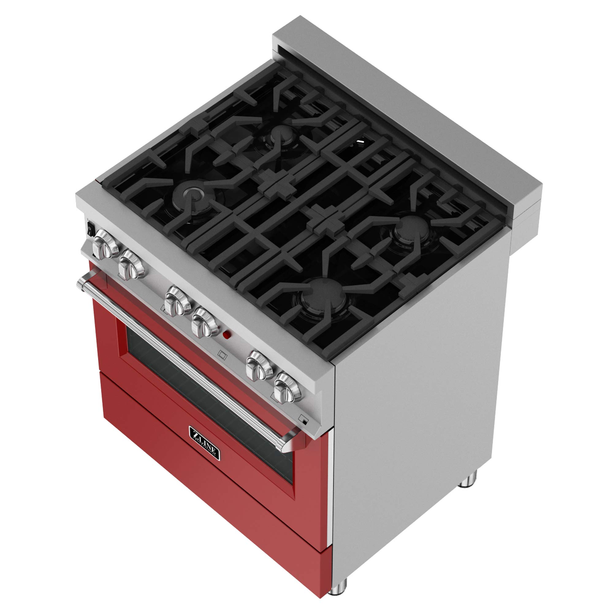 ZLINE 30 Inch 4.0 Cu Ft Dual Fuel Range - 4 Burner Gas Cooktop & Electric Convection Oven - DuraSnow Stainless Steel with Red Matte Door (RAS-RM-30) - Perfect for Modern Kitchens & Professional Cooking
