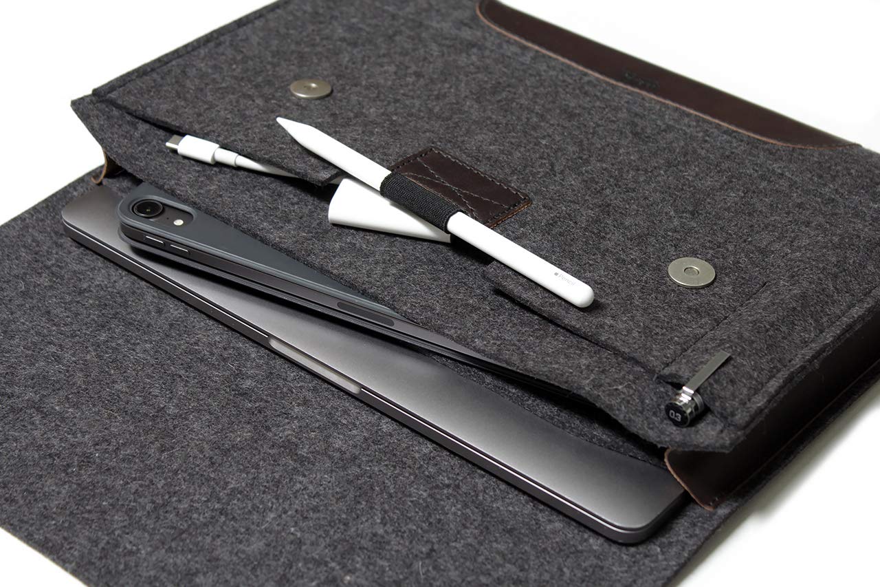 Premium Corriedale Wool & Leather Laptop Sleeve for 14