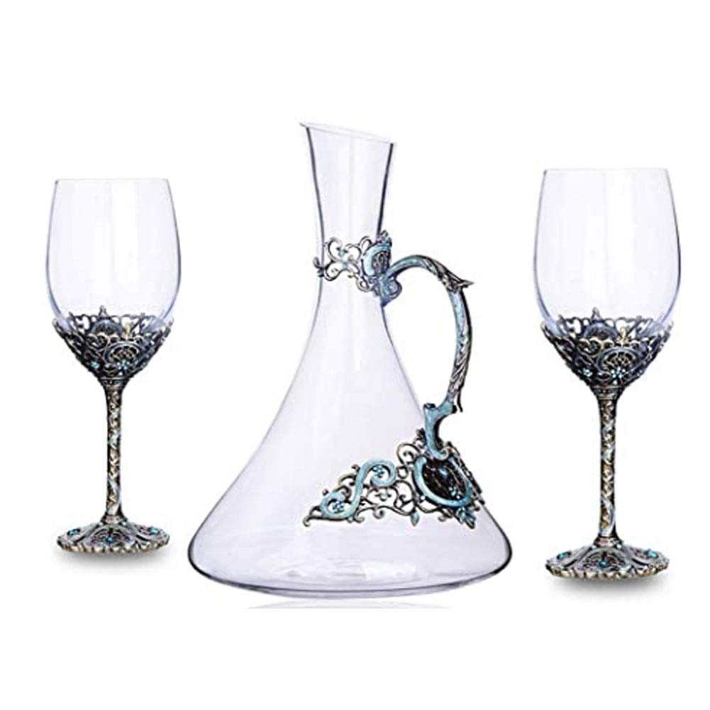 Premium 3-Piece Whiskey Decanter Set - 1500ml Lead-Free Crystal Decanter with 4 (350ml) Whisky Glasses - Elegant Wine & Whiskey Aerator Gift Set for Home Bar, Dinner Parties & Special Occasions