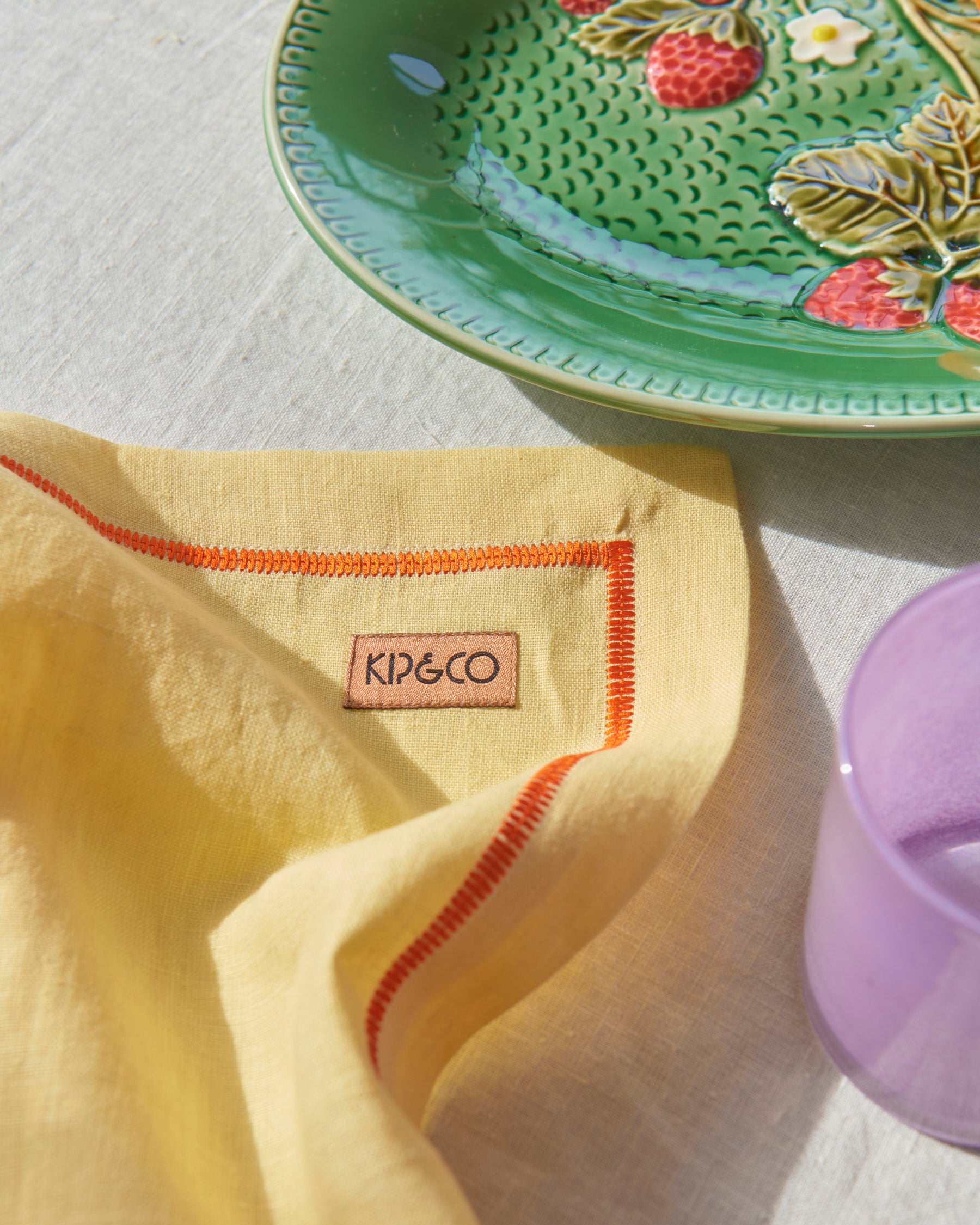Breakfast Is Served Embroidered Linen 4-Piece Napkin Set - Elegant Table Linens for Brunch, Dinner Parties & Special Occasions