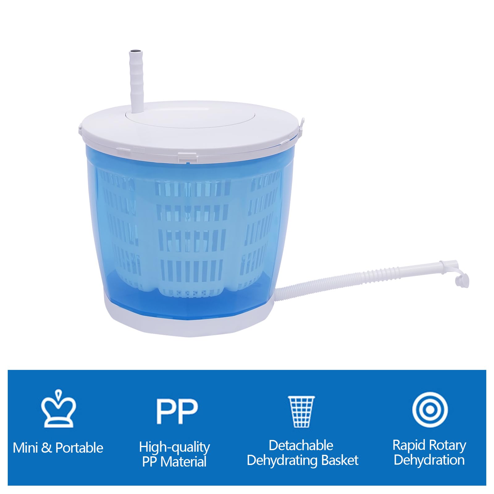 Portable Manual Clothes Spin Dryer - Non-Electric Laundry Spinner for Camping & Travel - Compact Hand-Powered Clothes Dehydrator - Mini Spin Dryer for Small Loads up to 4.4 lbs - Perfect for Apartments, RVs & Off-Grid Living
