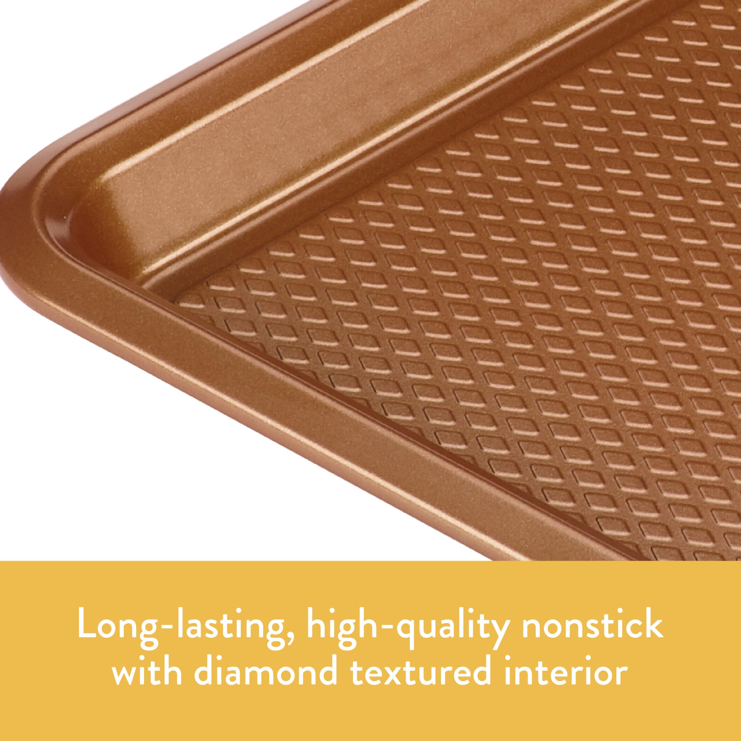 Ayesha Curry 4-Piece Nonstick Bakeware Set for Toaster Oven - Baking Pan, Cookie Sheet & Muffin Pan - Copper Brown | Perfect for Baking Cookies, Cupcakes & Family Meals