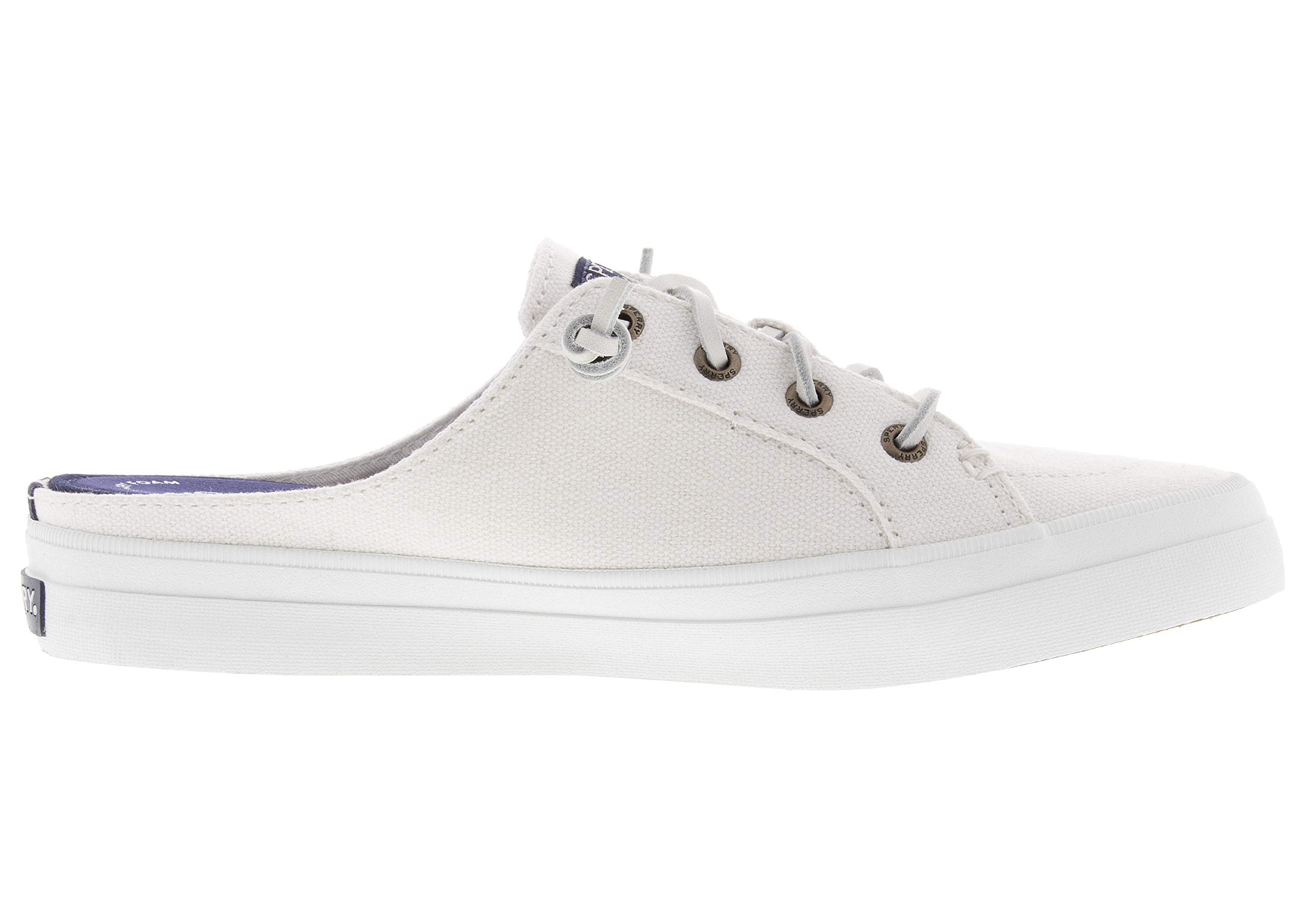 Sperry Women's Crest Vibe Mule Sneakers - White Canvas Slip-On Boat Shoes Size 5-12 US | Comfortable Casual Walking Shoes for Women, Perfect for Beach, Boating & Summer Outfits