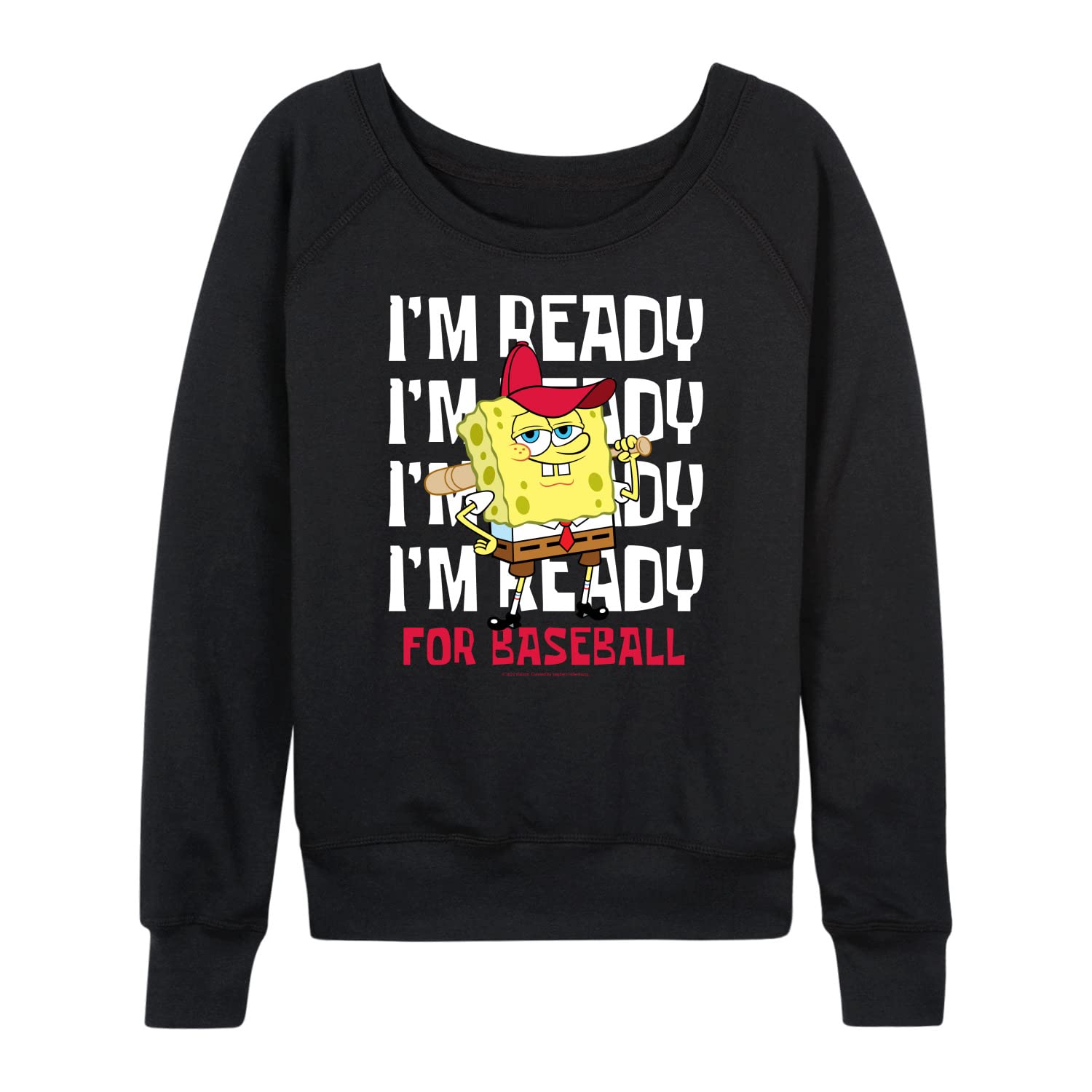 SpongeBob SquarePants Baseball Hoodie for Women - Lightweight French Terry Pullover Sweatshirt - Casual Wear & Game Day Outfit