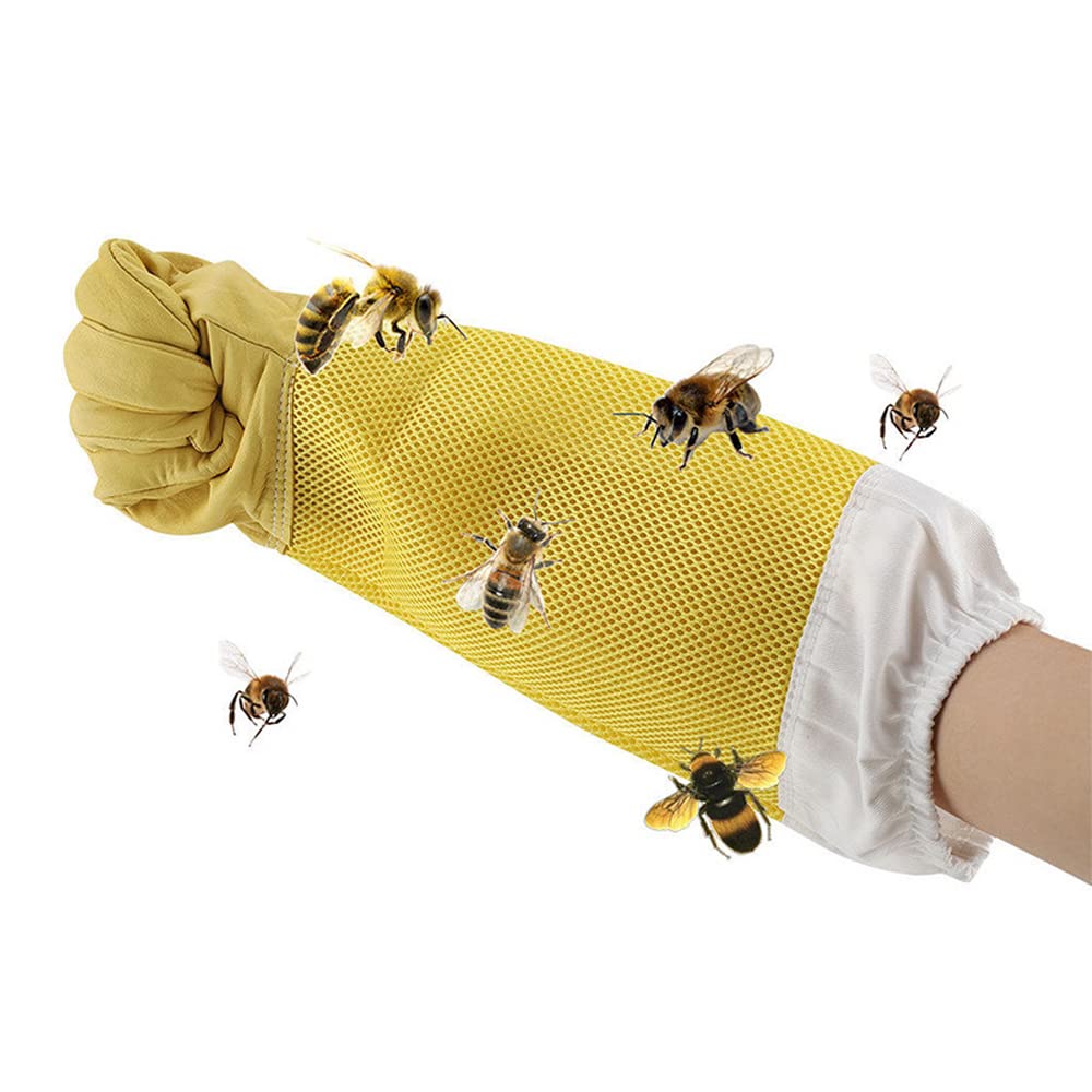 Professional Beekeeping Gloves - 1 Pair Thickened Canvas Long Sleeve Gloves for Beekeepers | Breathable & Durable Arm Protection | Perfect for Honey Harvesting, Hive Inspection & Beekeeping Activities