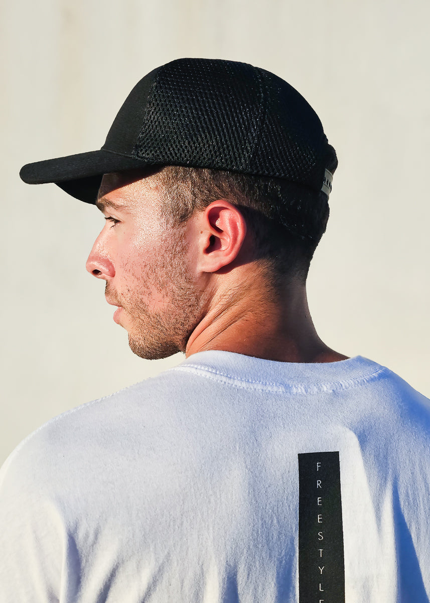 Gothic Trucker Hat for Men - Black & White Adjustable Snapback Cap - Stylish Streetwear Accessory for Casual Outfits & Outdoor Activities