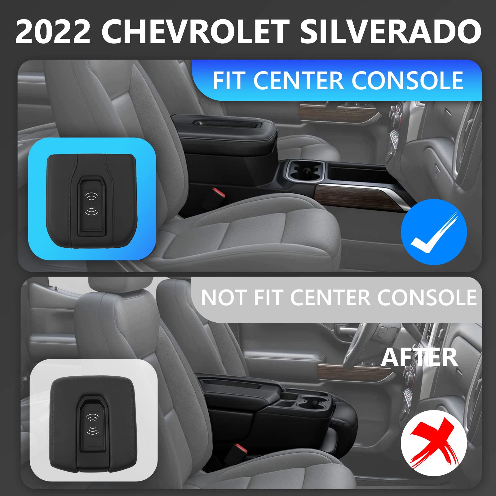 Xipoo 15W Wireless Charger Tray Replacement for 2022-2023 Chevy Silverado & GMC Sierra 1500/2500HD/3500HD - Fast Qi Charging Pad Compatible with Full Console Accessories | Perfect for Road Trips & Daily Commuting