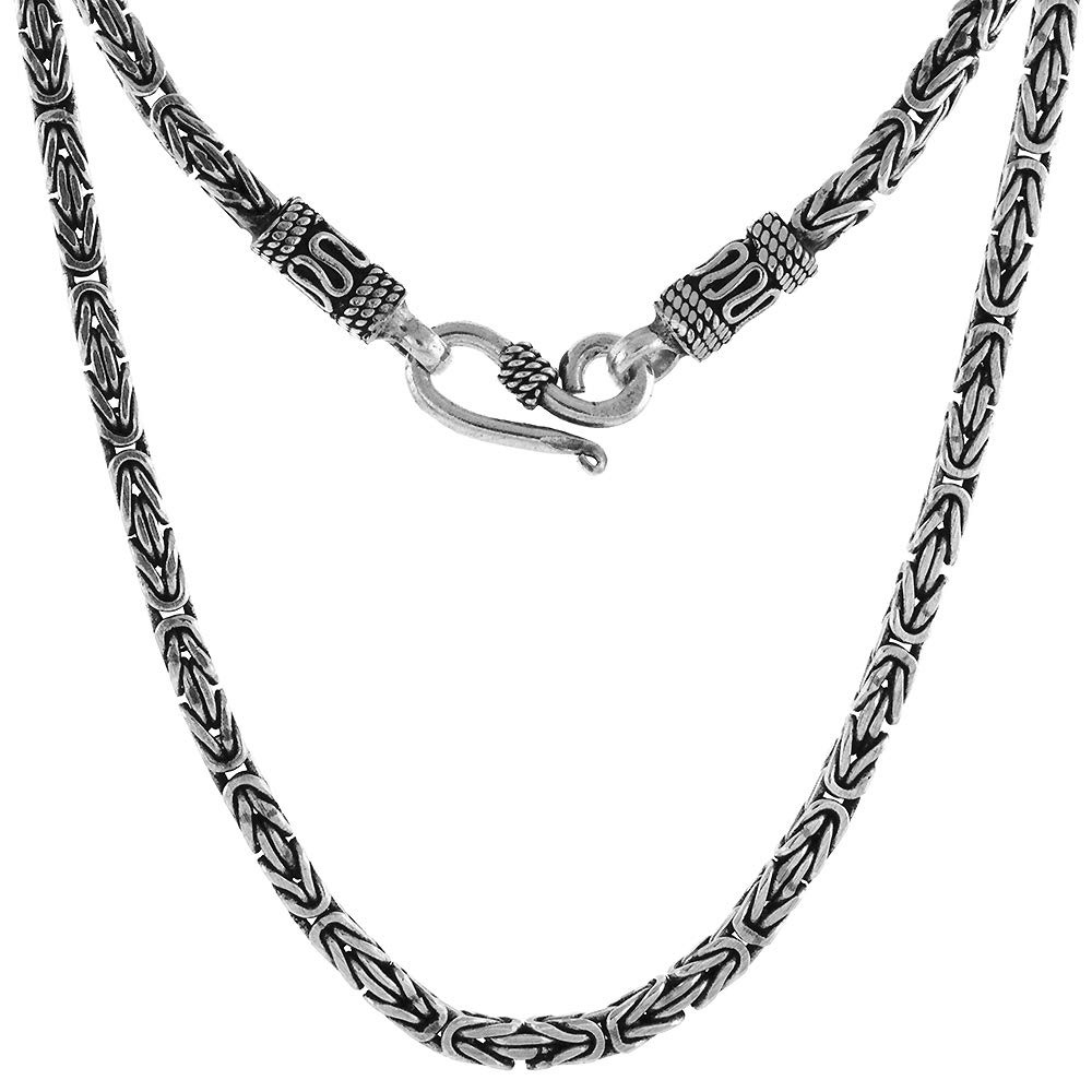 3mm Sterling Silver Square Byzantine Chain Necklace & Bracelet Set - Nickel Free, 3mm Width, 7-30 Inch Adjustable Length - Perfect for Gifts, Weddings, and Everyday Elegant Jewelry Wear