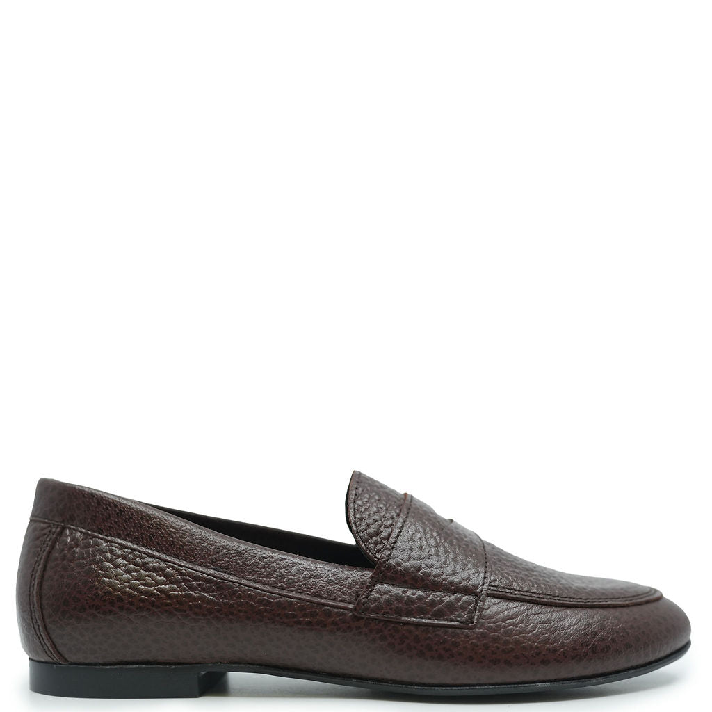 Blublonc Women's Hazelnut Brown Pebbled Leather Penny Loafers - Comfortable Slip-On Shoes for Work, Office & Casual Wear