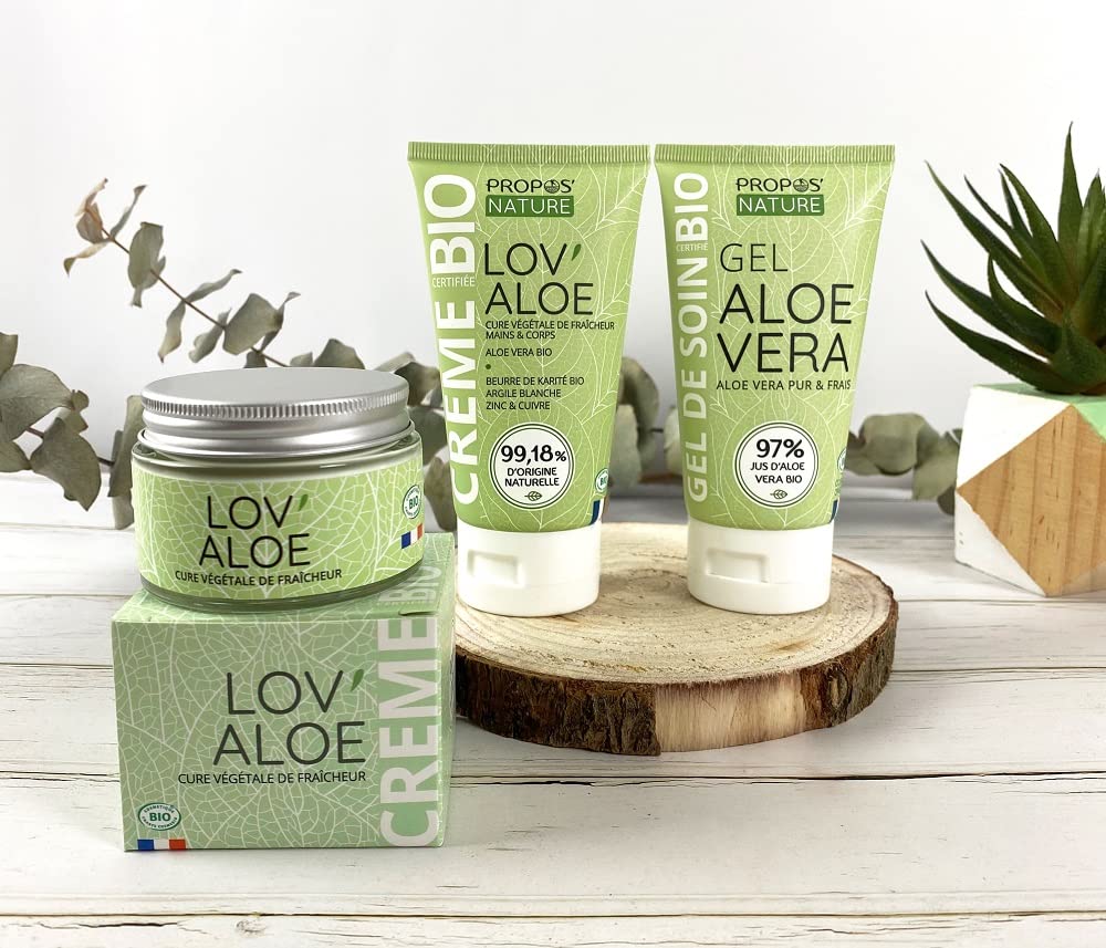 Organic Aloe Vera Gel - 97% Fresh Aloe Vera Juice - Natural Cosmetic for Skin & Hair Care - 100ml by Propos'Nature - Perfect for Sunburn Relief, Moisturizing & After-Shave Soothing