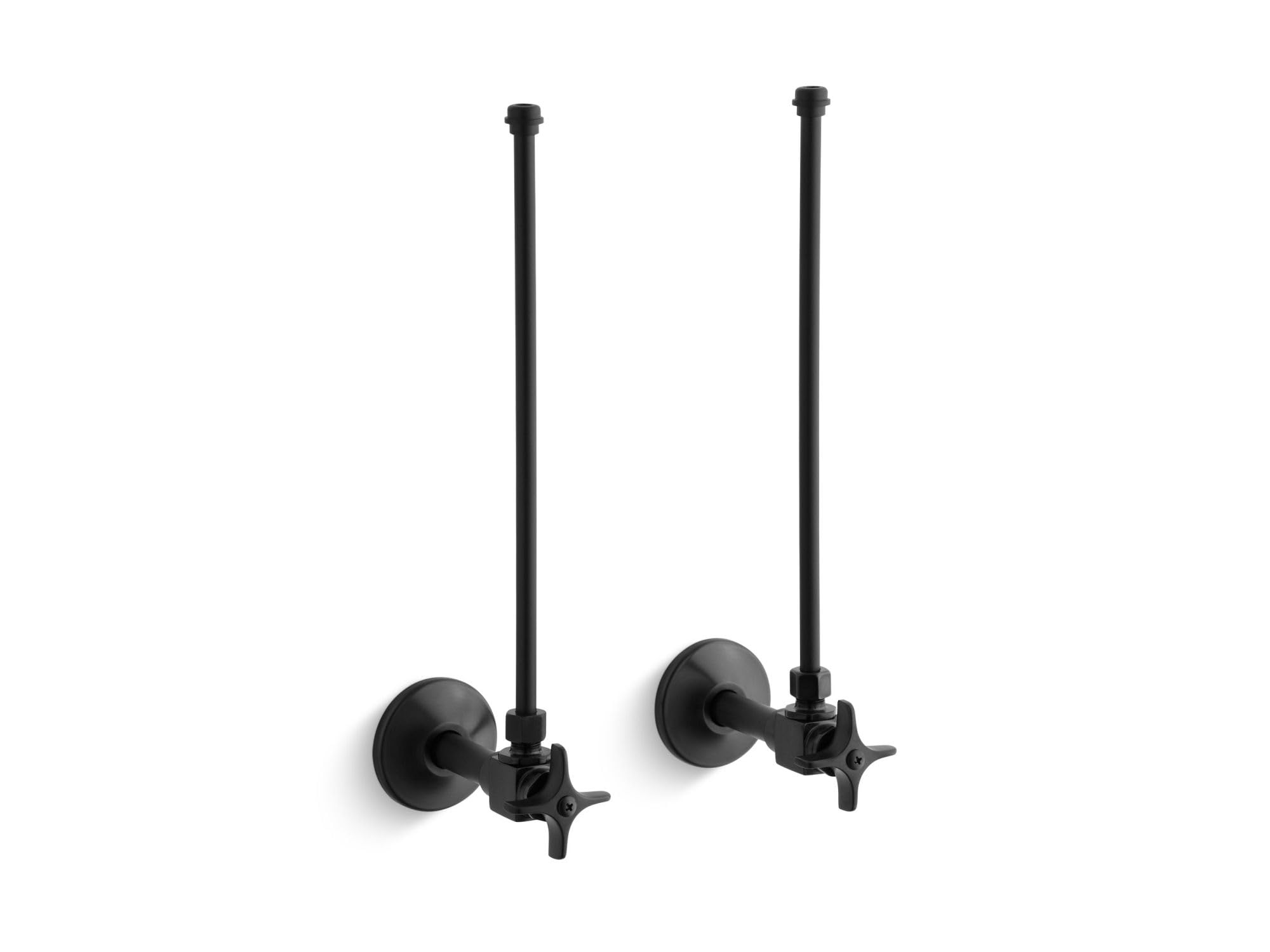 KOHLER 3/8-in NPT Angle Stop Valve Supply Lines with Cross Handle & Annealed Vertical Tube - Perfect for Bathroom Sink, Toilet & Kitchen Plumbing Installations