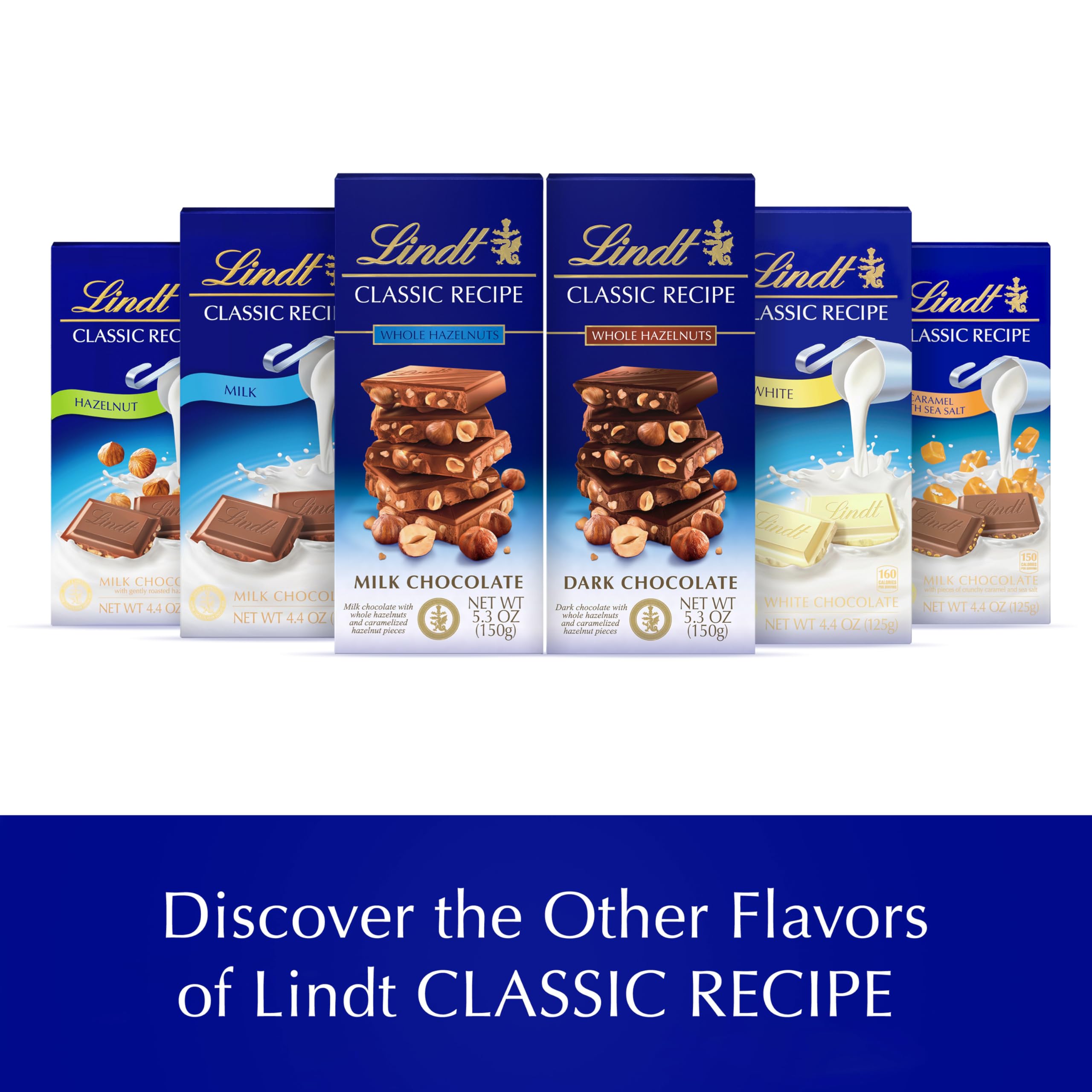 Lindt CLASSIC RECIPE Whole Hazelnut Dark Chocolate Candy Bar - Premium Swiss Dark Chocolate with Roasted Hazelnuts, 5.3 oz (14 Pack) - Perfect for Gifts, Parties & Chocolate Lovers