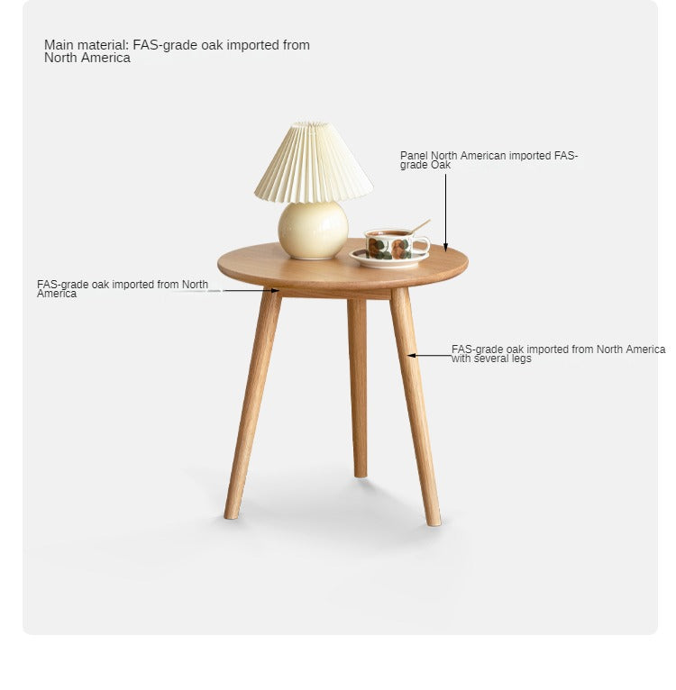 Solid Oak Round Side Table - Natural Wood Accent Table for Living Room, Bedroom & Patio - Sturdy & Stylish End Table for Coffee, Books & Decor