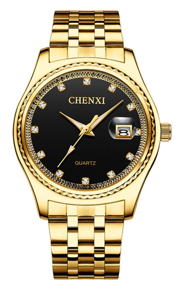 MASTOP Luxury Couple Watches for Men and Women - Gold Stainless Steel Dress Wristwatch with Quartz Movement & Waterproof - Perfect for Anniversary Gifts, Weddings, and Formal Occasions