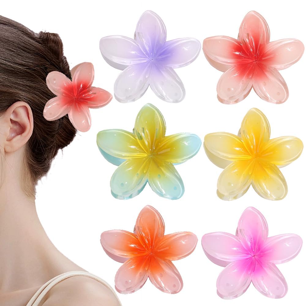 Starvis Blossom Large 3-Piece Daisy Hair Claw Set - Glossy Plumeria Flower Hair Clips, Bun Holder & Ponytail Clips for Women & Girls - Perfect for Weddings, Parties & Everyday Styling (Plumeria Flower-3pc)