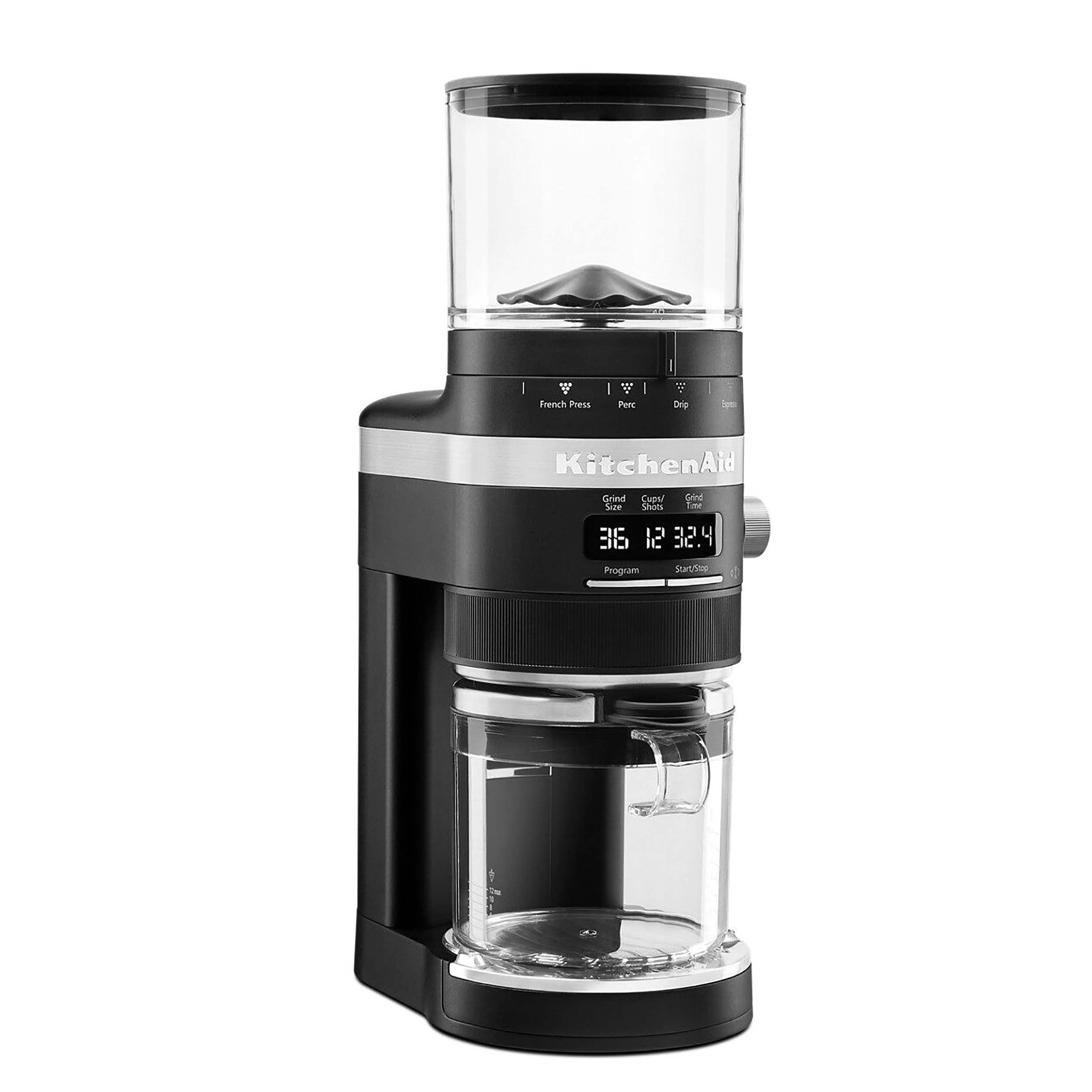 KitchenAid KCG8433 Burr Coffee Grinder & KCM1208OB 12-Cup Drip Coffee Maker with Spiral Showerhead - Onyx Black - Perfect for Home, Office, and Coffee Shop Use