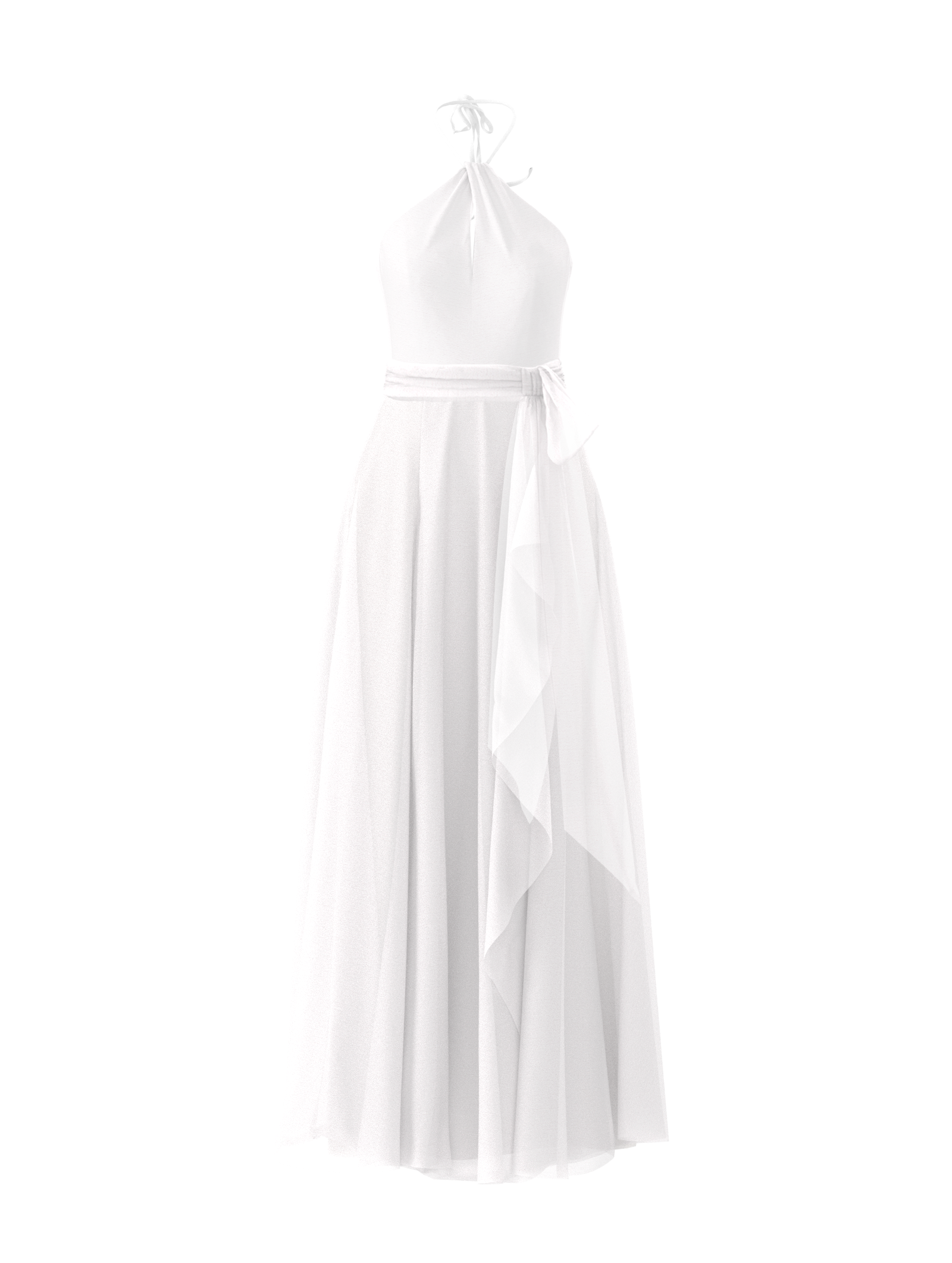 Colby Bodice with Jaycie Skirt and Sash Belt in White - Perfect for Weddings, Prom & Formal Events