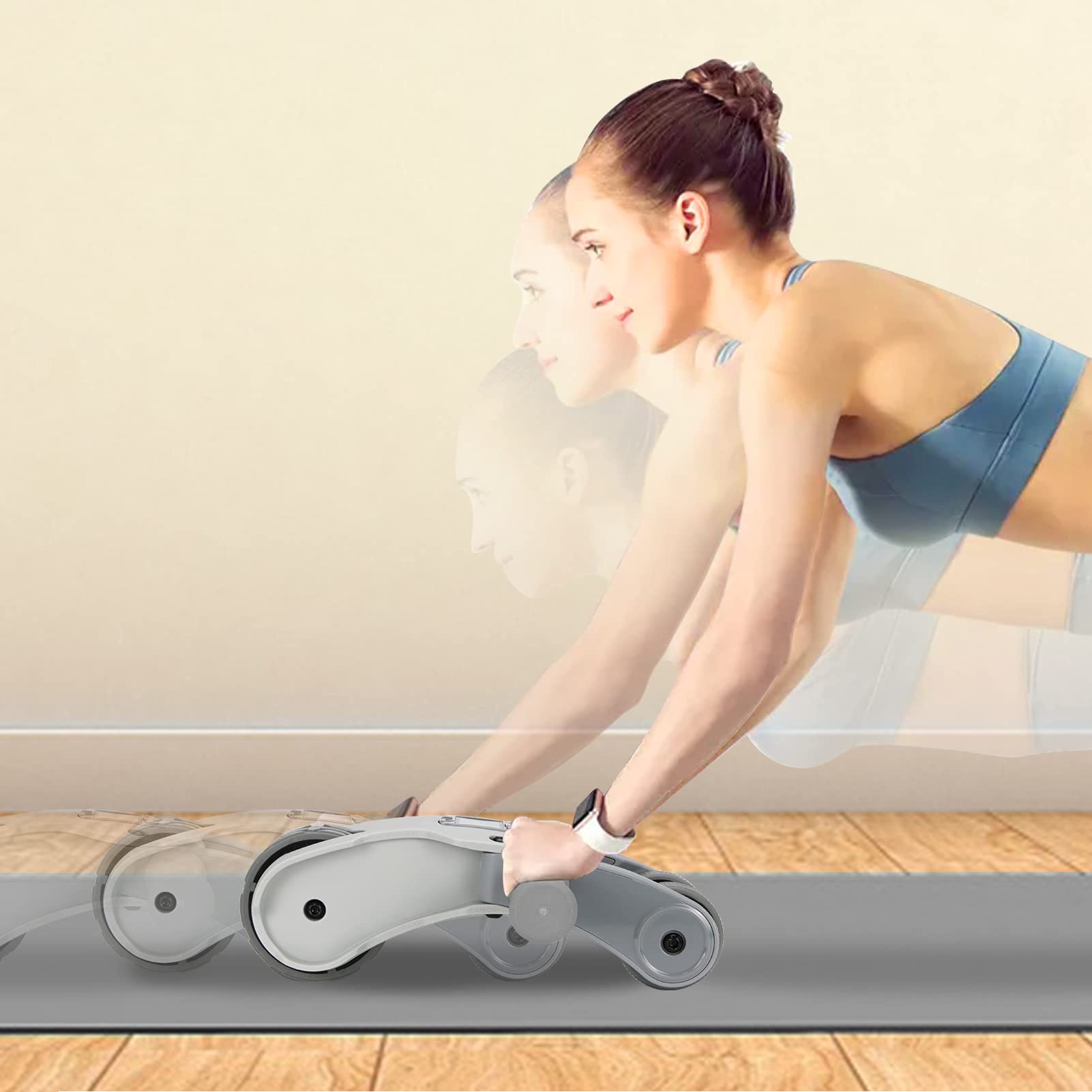 Ab Roller Wheel with Knee Pad Mat - Core Muscle Ab Trainer with Smart Display for Home Gym Workouts | Perfect for Core Strengthening & Abs Training at Home