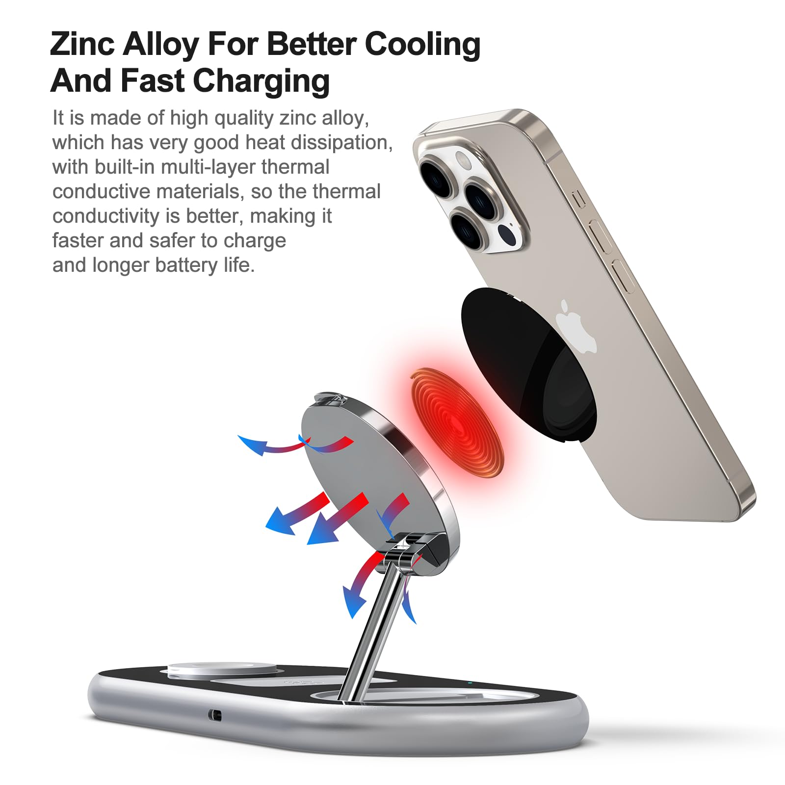 3-in-1 Magnetic Wireless Charging Station for iPhone 16/15/14/13/12 Pro Max Plus, Apple Watch & AirPods - Fast MagSafe Charger Stand with Adjustable Angle | Perfect for Home, Office & Nightstand Charging