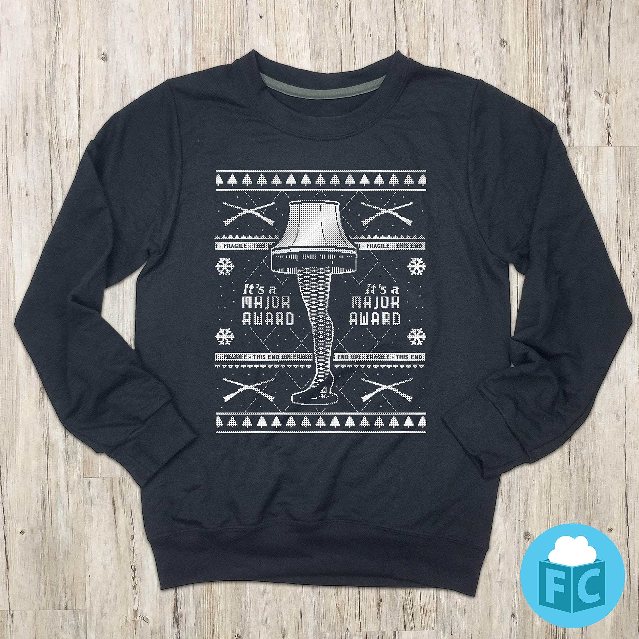 Ugly Christmas Sweatshirt with Leg Lamp Design | Holiday Movie Inspired Apparel in Black | Perfect for Christmas Parties & Festive Gatherings