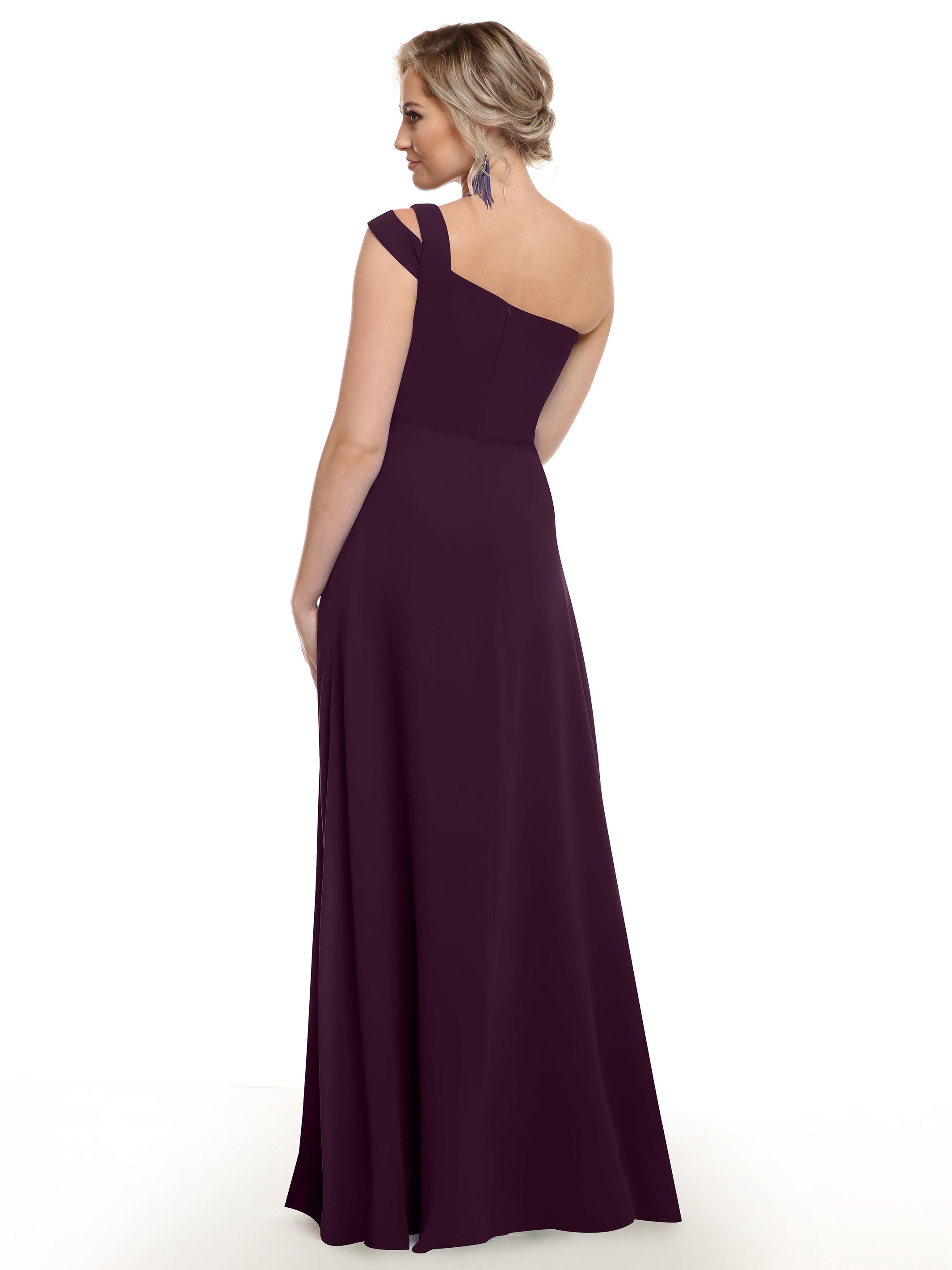 Elegant 80139 Chiffon A-Line One Shoulder Bridesmaid Dress with High Slit - Perfect for Weddings, Prom & Formal Events