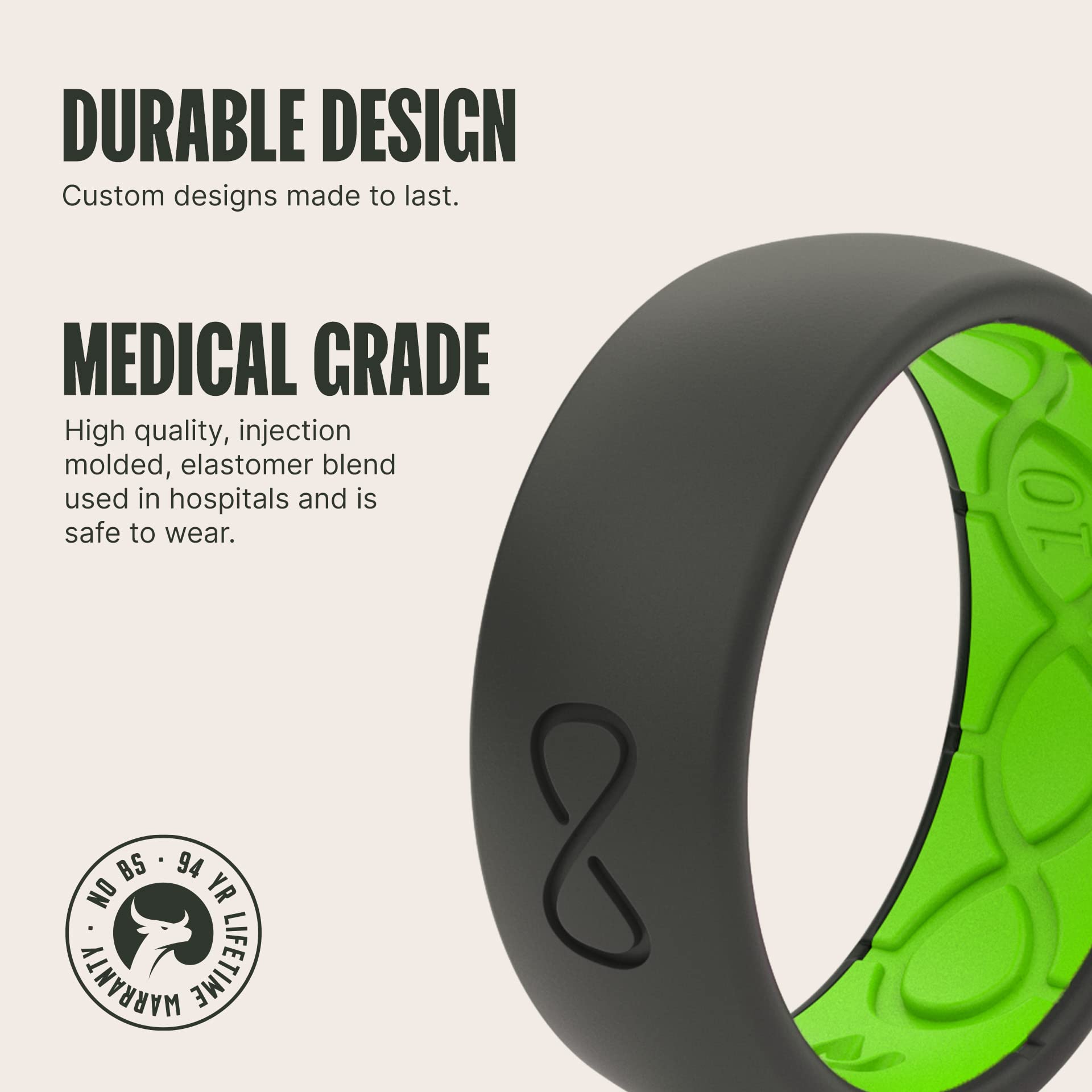 Groove Life Solid Silicone Ring for Men - Breathable Comfort Fit Wedding Band with Unique Design & Lifetime Warranty | Perfect for Active Lifestyle, Gym, Swimming & Outdoor Adventures