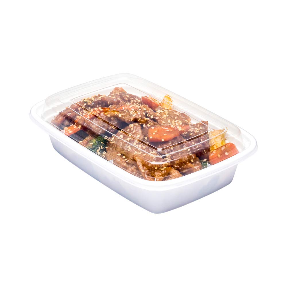 Restaurantware 24oz Disposable Take Out Containers with Lids - 50 Pack BPA-Free Microwavable White Plastic Food Storage Containers for Delivery, Catering & Leftovers
