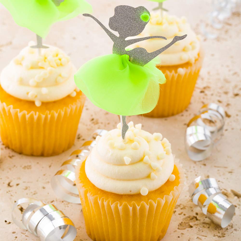 100 Silver Glitter Cake Toppers 5x2.3 Inch - Premium Cupcake Decorations for Birthday Parties, Weddings & Special Events | Durable Ballerina Dessert Toppers for Cakes, Cupcakes & Party Decor