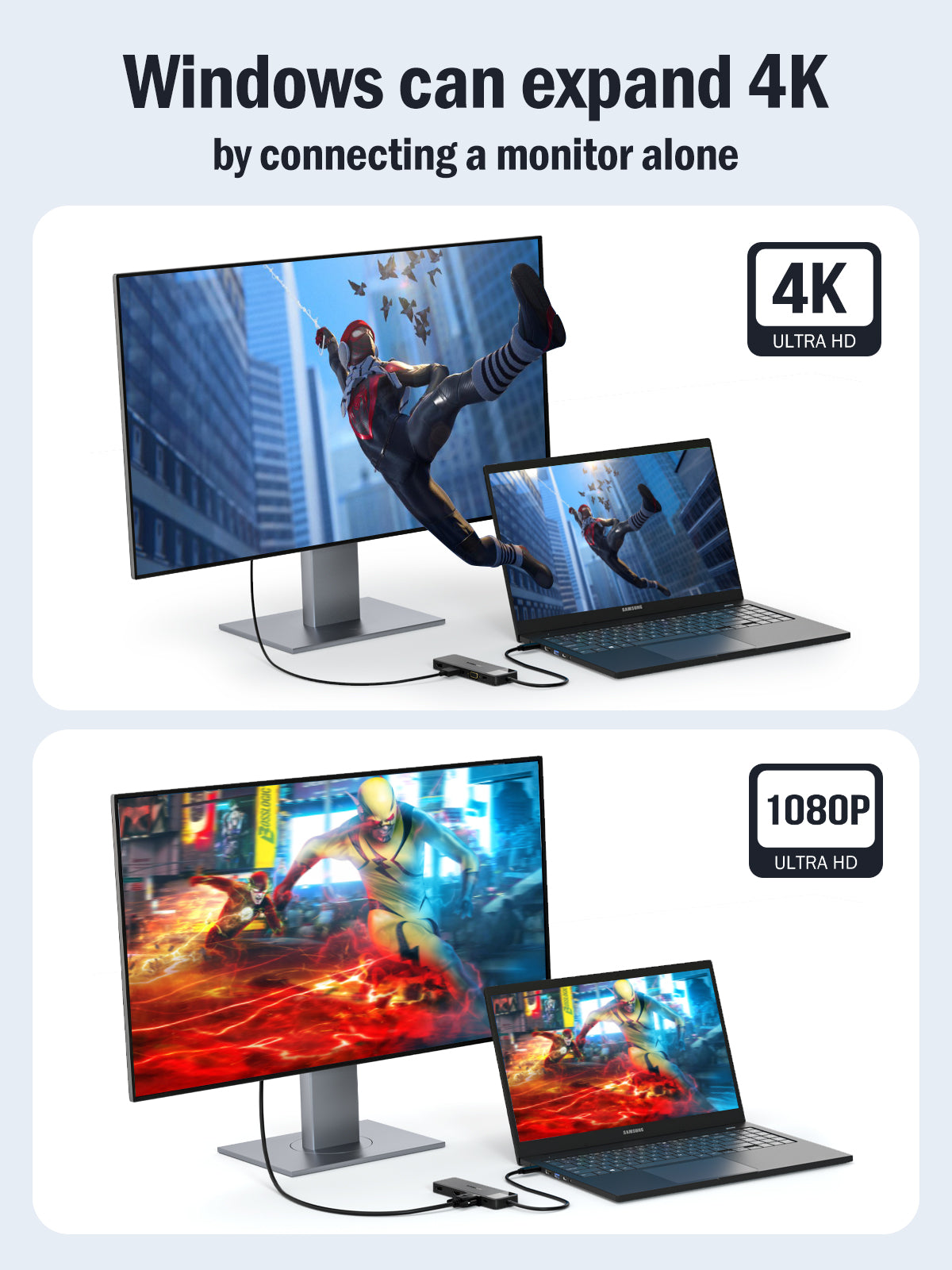 LEMORELE™ TC94 10-in-1 USB C Docking Station with Triple Display Support - Perfect for Home Office, Gaming & Multi-Tasking Workspace Setup